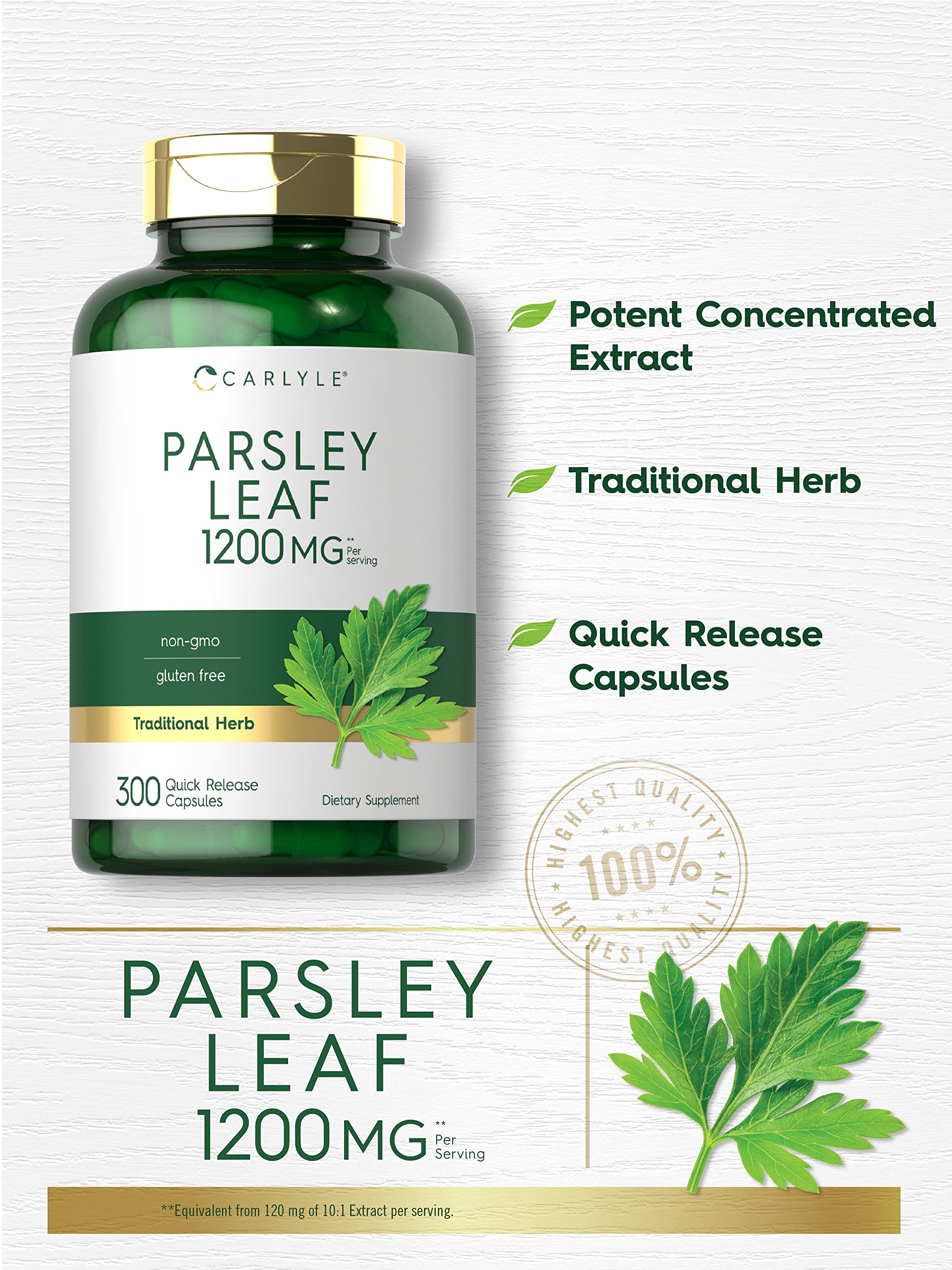 Foto 4 pulgar | Suplemento Carlyle Parsley Leaf, Cápsulas De 1200 Mg, 300 Unidades - Venta Internacional.