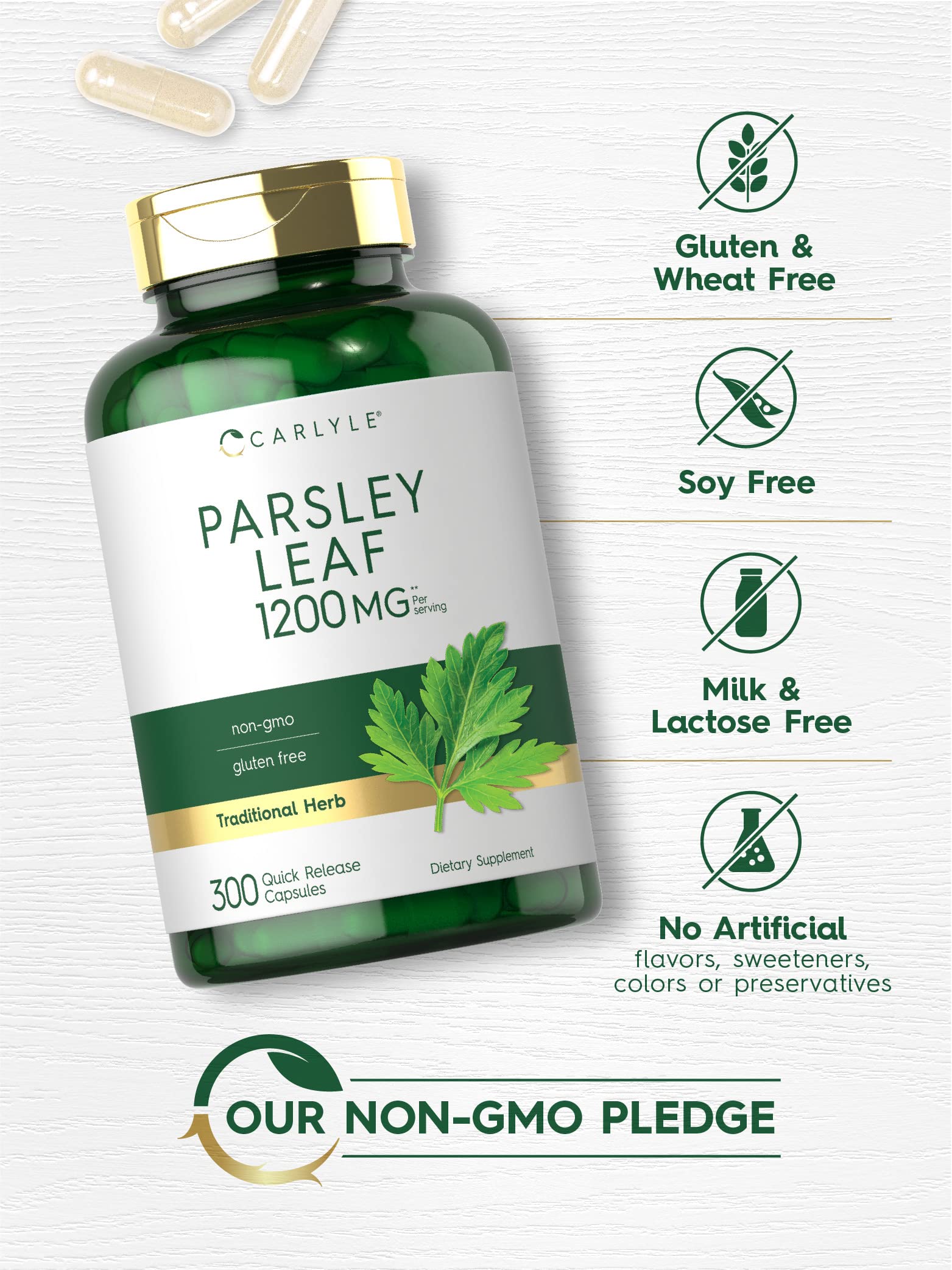 Foto 5 pulgar | Suplemento Carlyle Parsley Leaf, Cápsulas De 1200 Mg, 300 Unidades - Venta Internacional.