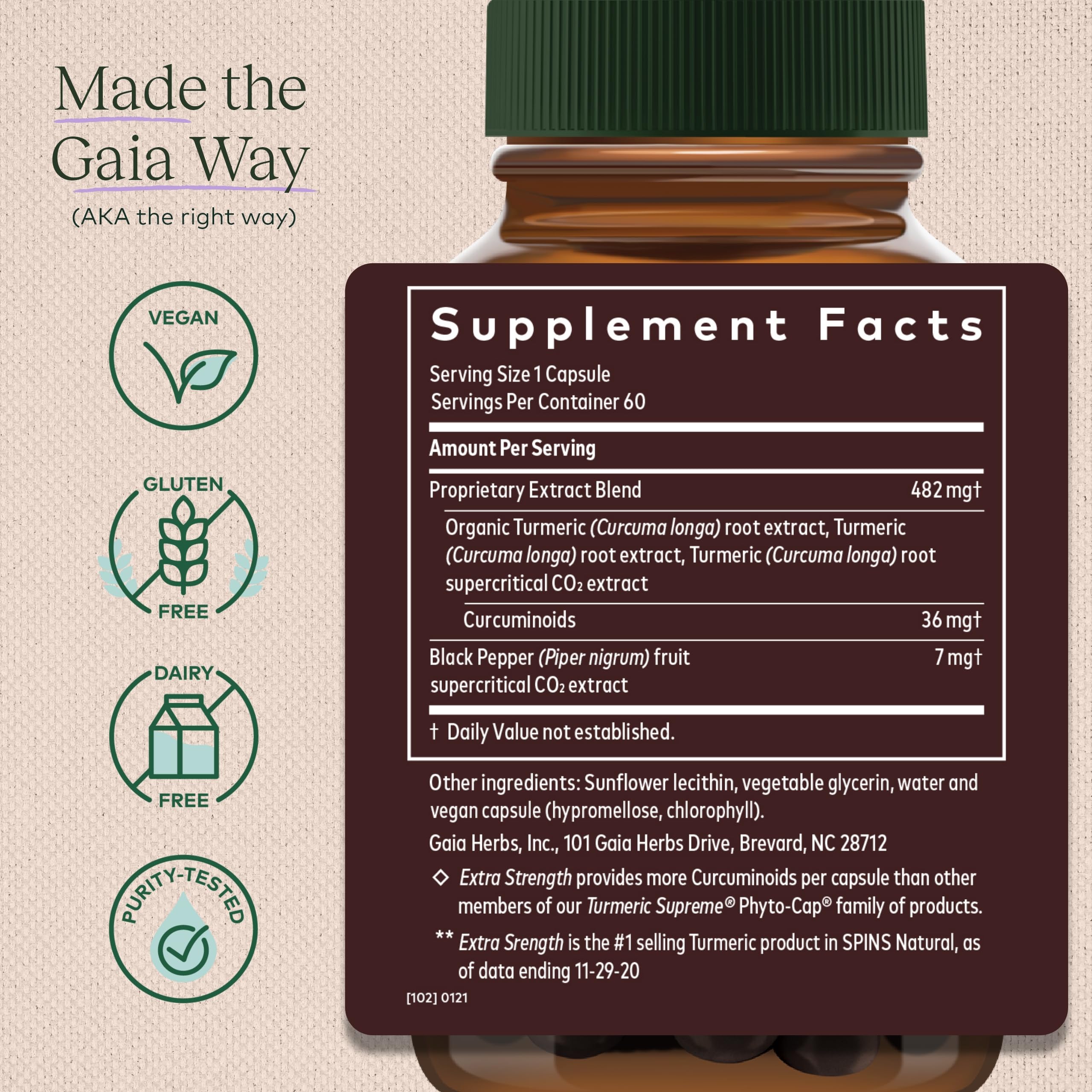 Foto 3 pulgar | Suplemento Gaia Herbs Turmeric Supreme Extra Strength 60 Cápsulas - Venta Internacional.