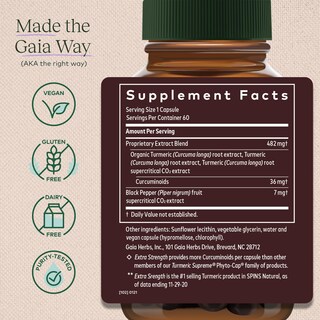 Foto 2 | Suplemento Gaia Herbs Turmeric Supreme Extra Strength 60 Cápsulas - Venta Internacional.