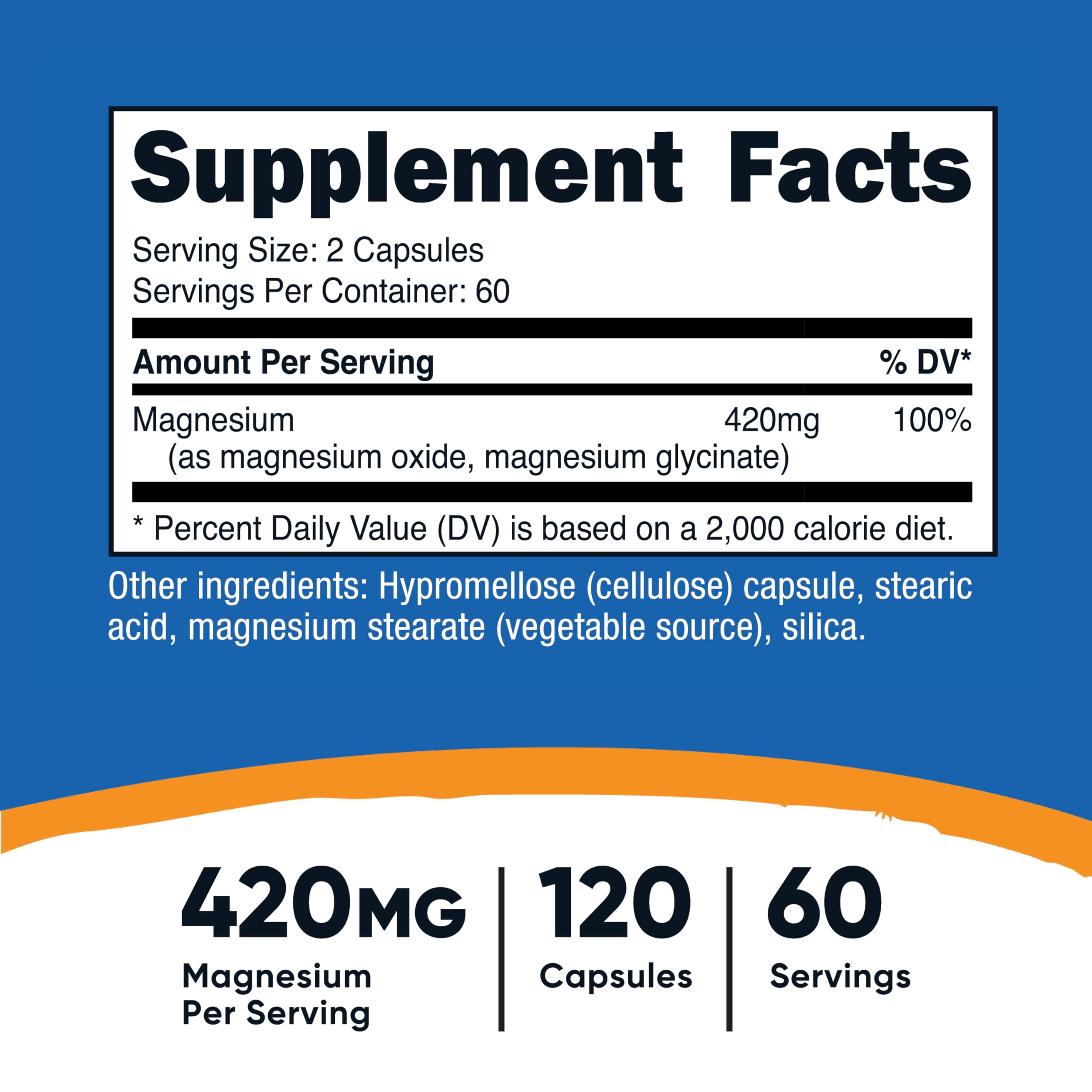 Foto 3 pulgar | Suplemento Nutricost Magnesium+ Extra Strength 420 Mg 120 Cápsulas - Venta Internacional.