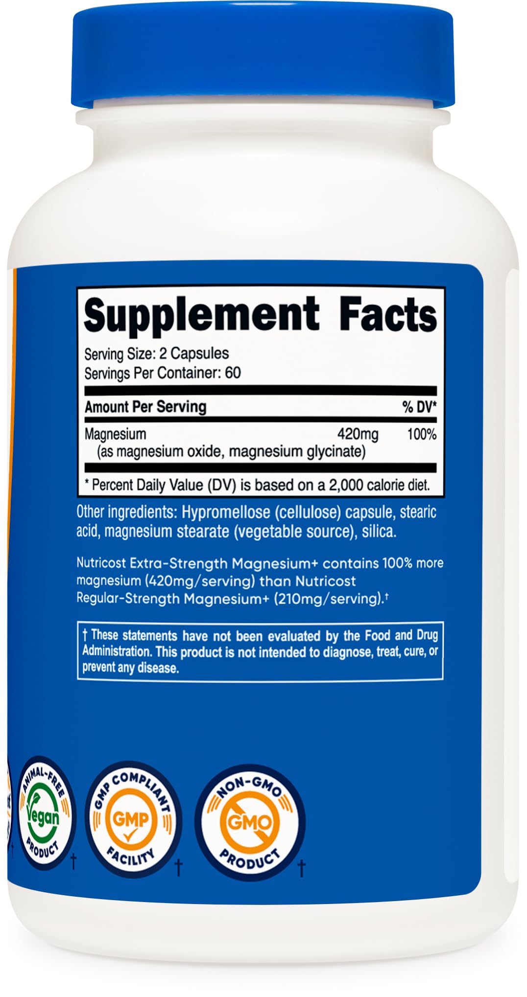 Foto 6 pulgar | Suplemento Nutricost Magnesium+ Extra Strength 420 Mg 120 Cápsulas - Venta Internacional.