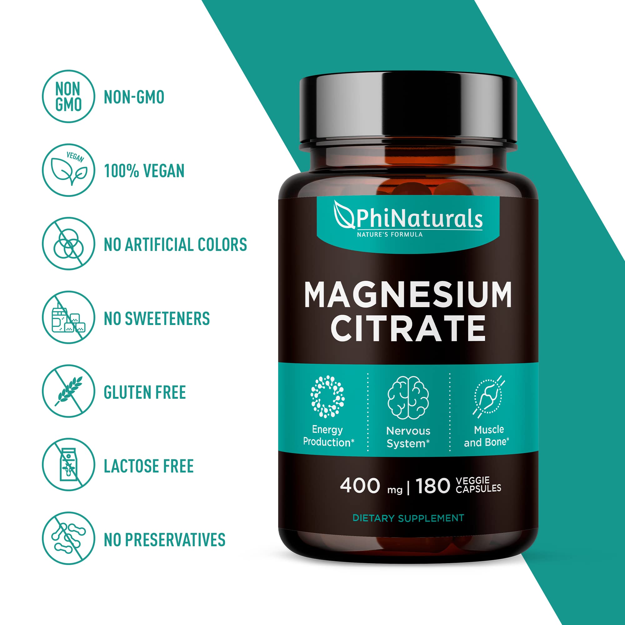 Foto 4 pulgar | Suplementos Phinaturals Citrato De Magnesio En Polvo 400 Mg X180 - Venta Internacional.