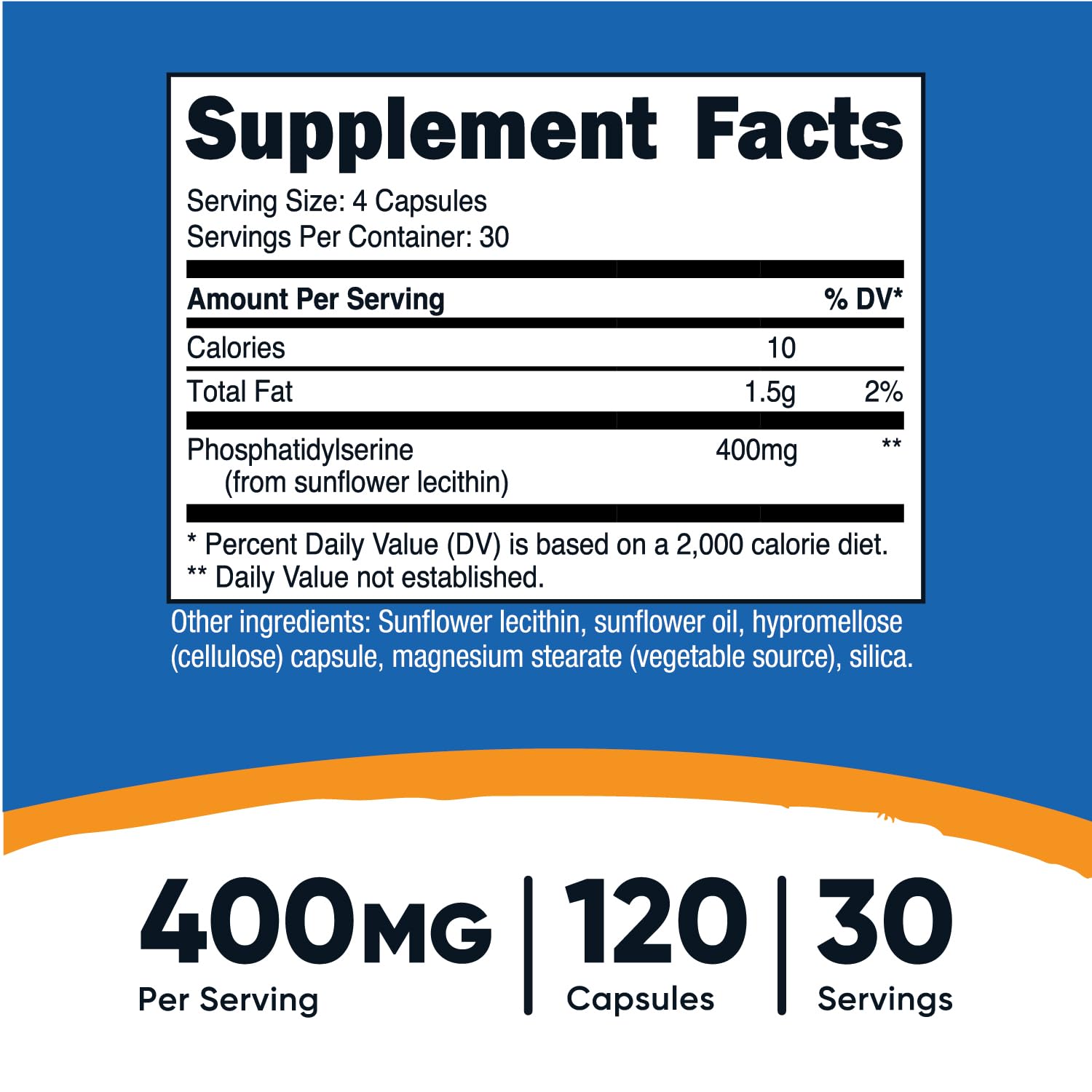 Foto 3 pulgar | Suplemento Nutricost De Fosfatidilserina 400 Mg 120 Cápsulas - Venta Internacional.