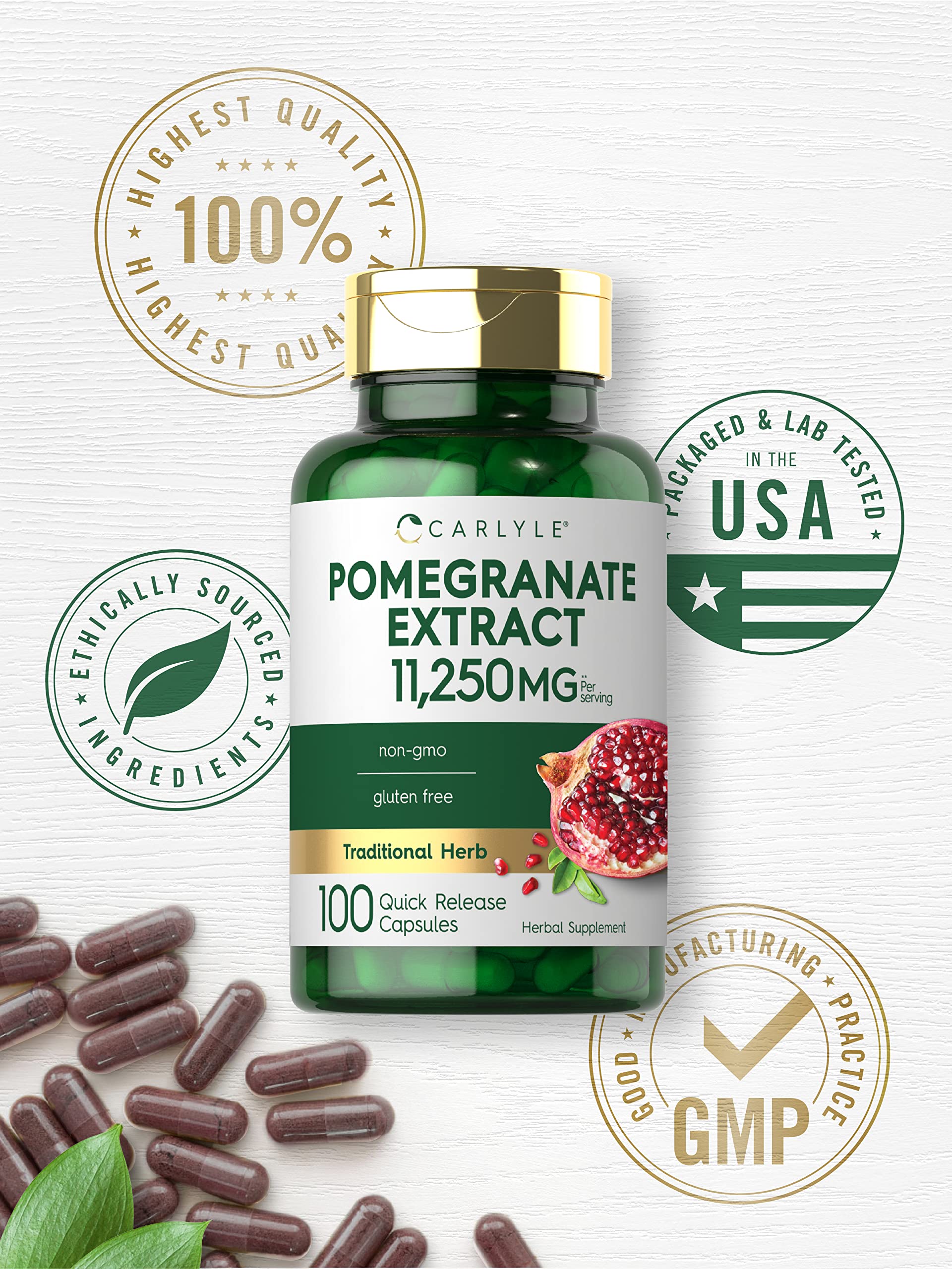 Foto 5 | Suplemento De Extracto De Granada De Carlyle, 11250 Mg, 100 Cápsulas - Venta Internacional.