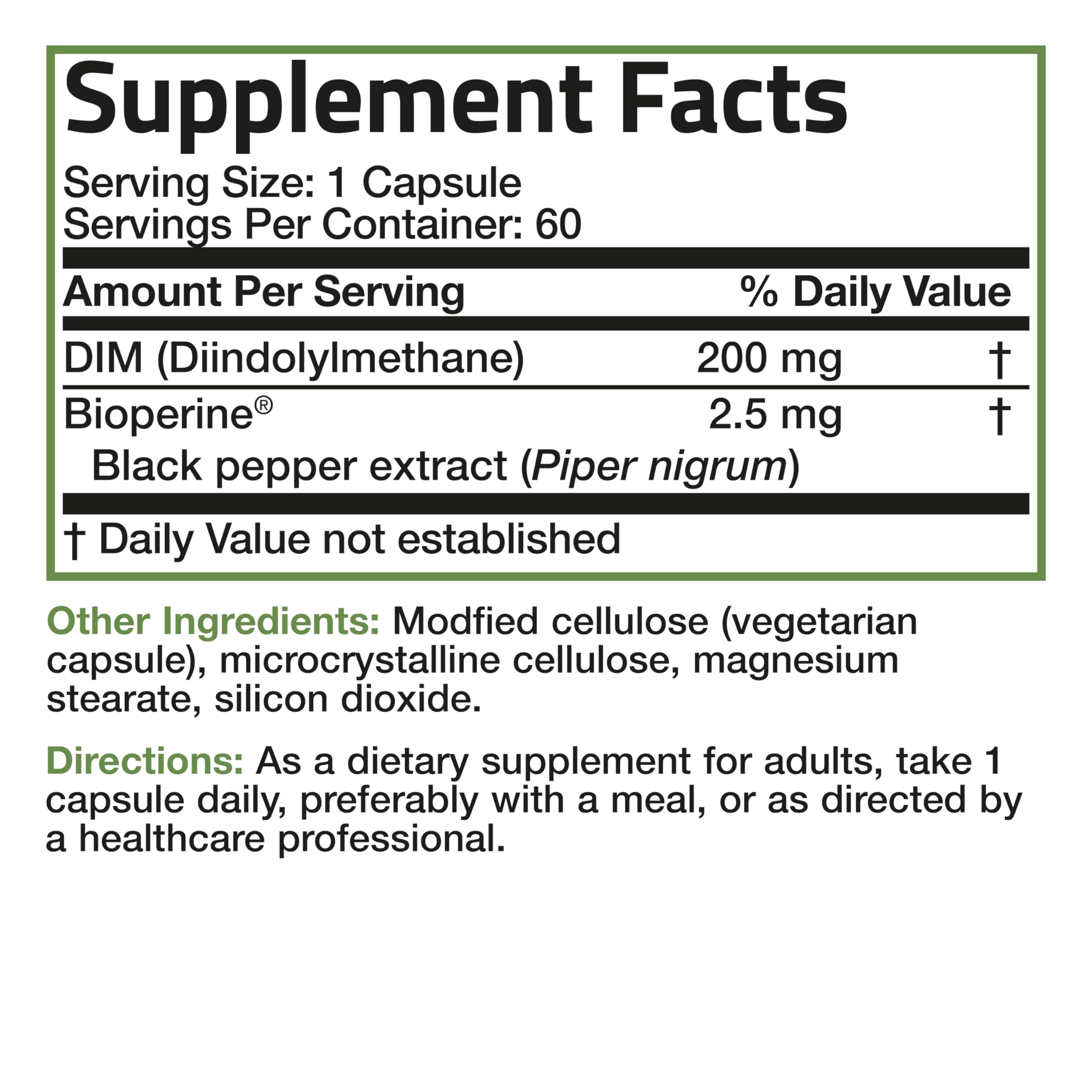 Foto 8 pulgar | Suplemento Bronson Dim De 200 Mg De Diindolimetano Con Bioperine 60 Cápsulas - Venta Internacional.