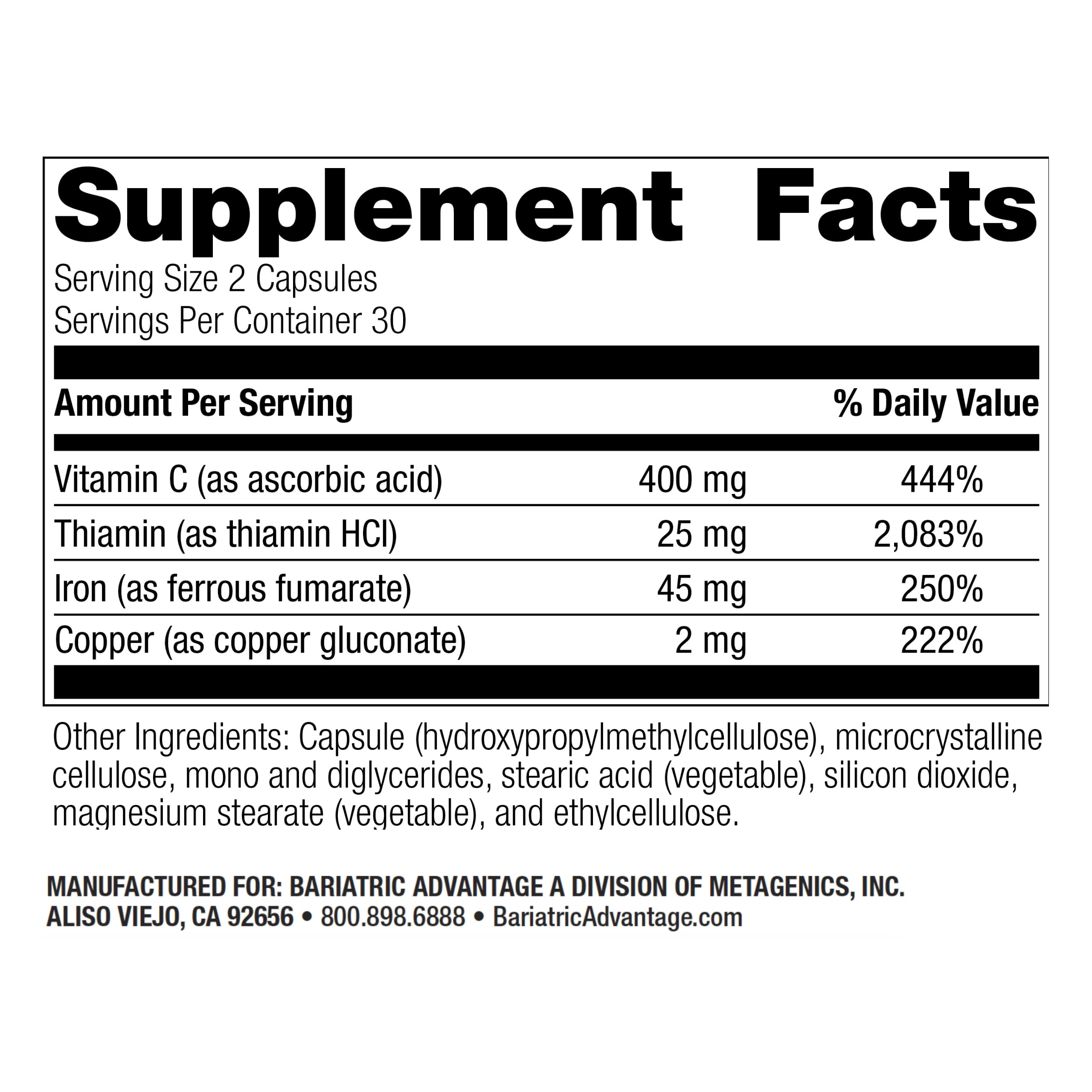Foto 3 pulgar | Suplemento Bariatric Advantage Iron 45 Mg Con Vitamina C 60 Unidades - Venta Internacional.