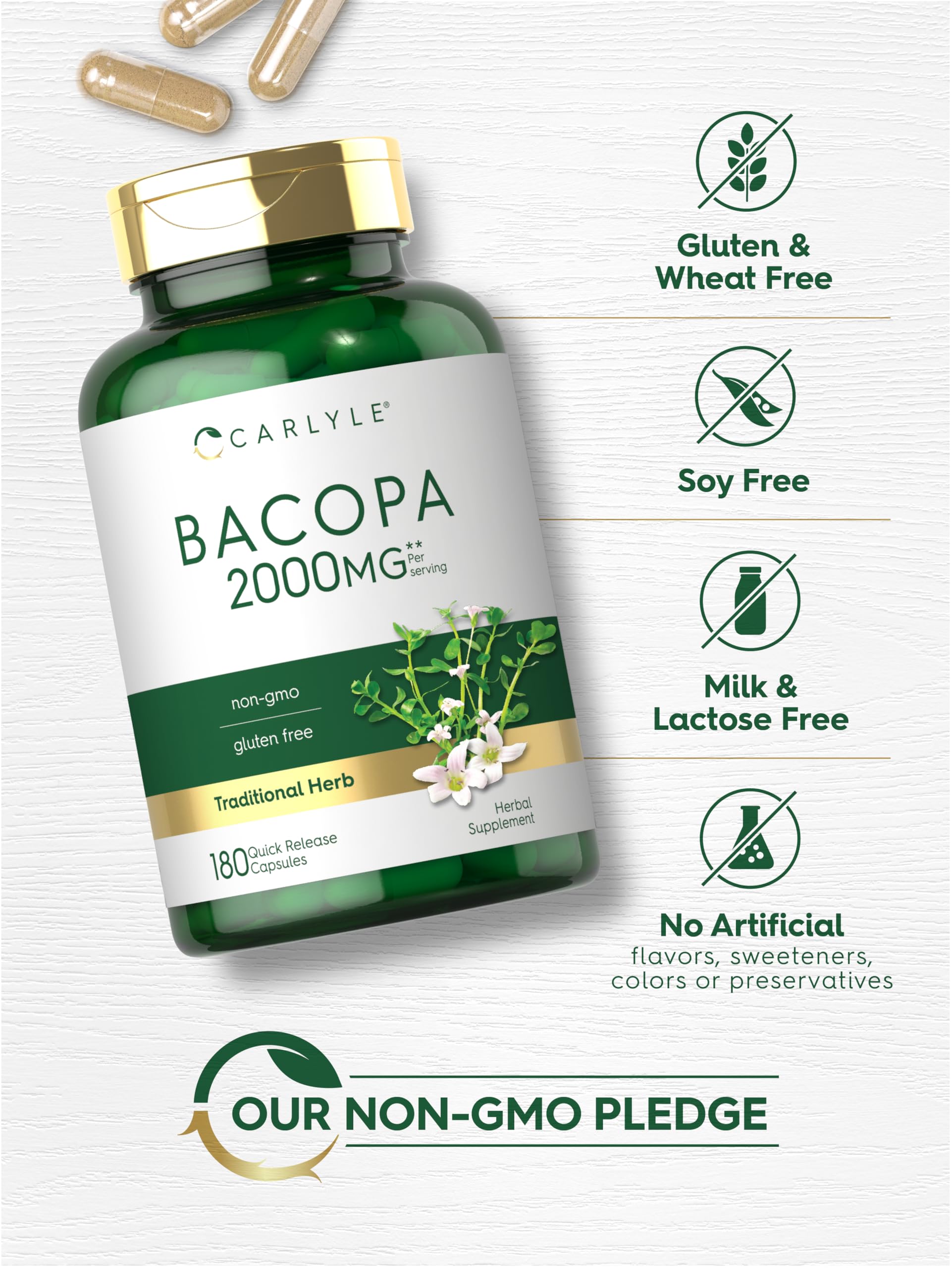 Foto 4 | Suplemento Carlyle Bacopa Monnieri En Cápsulas 180 Cápsulas - Venta Internacional.
