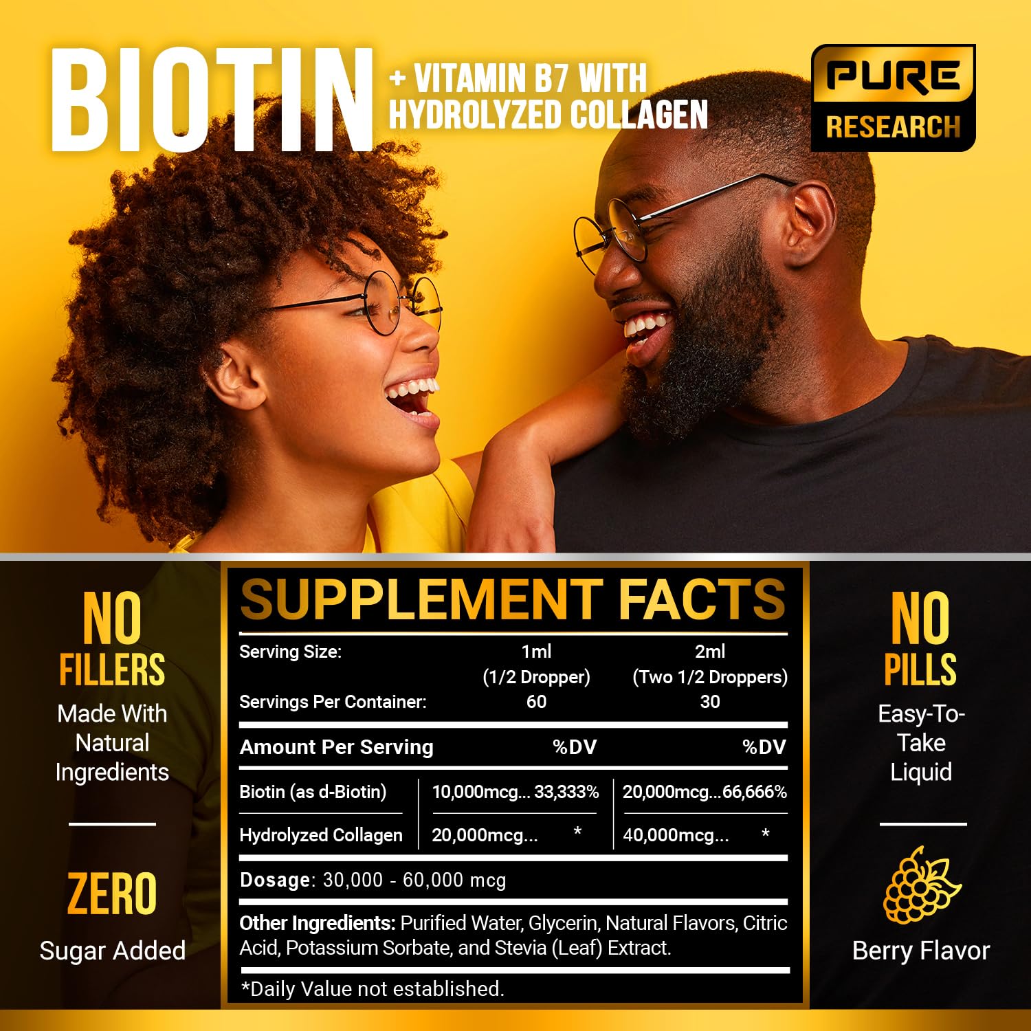 Foto 5 pulgar | Suplemento Pure Research Liquid Biotina Y Colágeno 60 Ml - Venta Internacional.