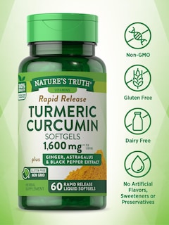 Foto 3 | Suplemento De Curcumina De Cúrcuma De Nature's Truth 1600 Mg 60 Cápsulas Blandas - Venta Internacional.