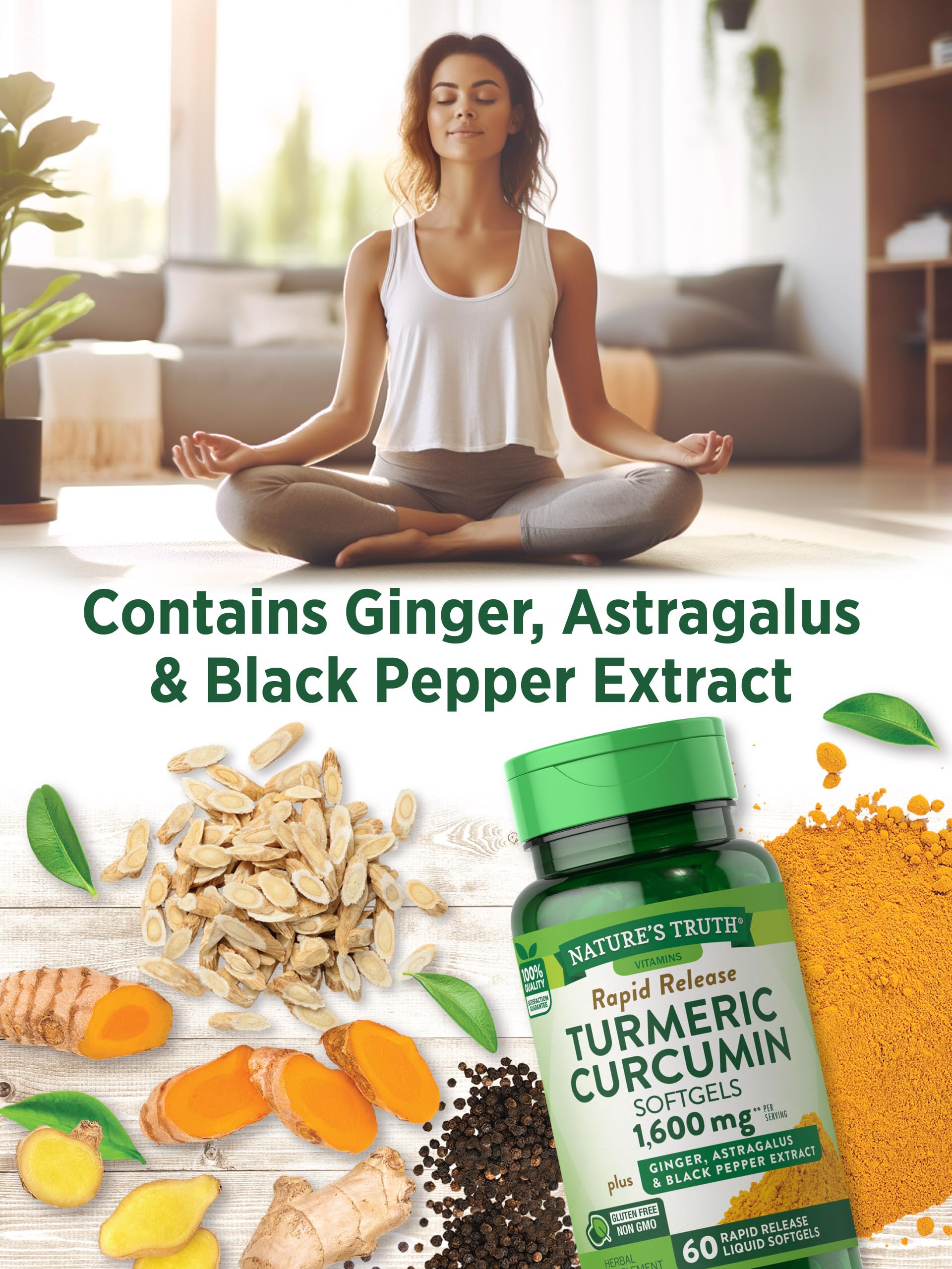 Foto 5 pulgar | Suplemento De Curcumina De Cúrcuma De Nature's Truth 1600 Mg 60 Cápsulas Blandas - Venta Internacional.