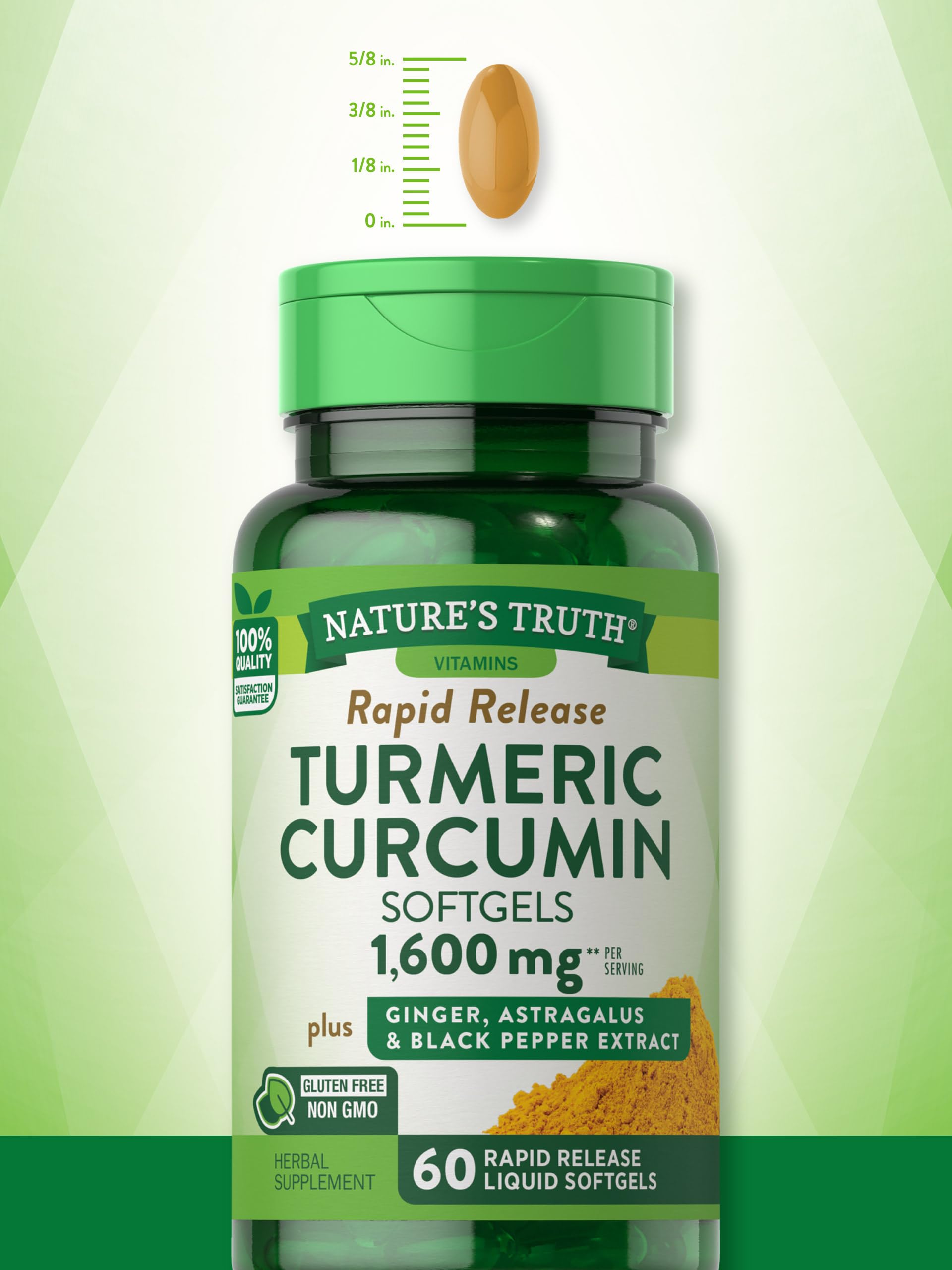 Foto 6 pulgar | Suplemento De Curcumina De Cúrcuma De Nature's Truth 1600 Mg 60 Cápsulas Blandas - Venta Internacional.