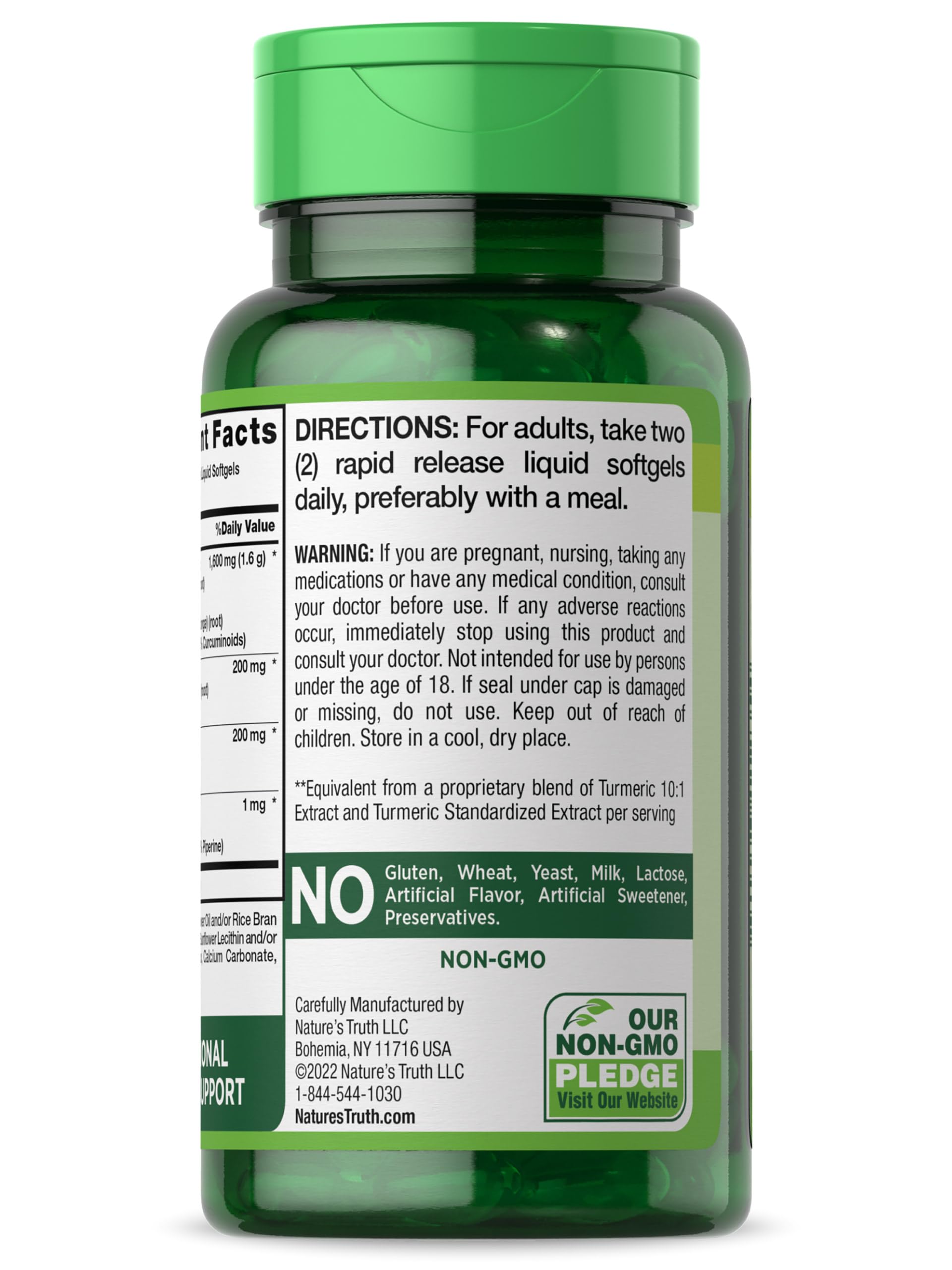 Foto 8 pulgar | Suplemento De Curcumina De Cúrcuma De Nature's Truth 1600 Mg 60 Cápsulas Blandas - Venta Internacional.