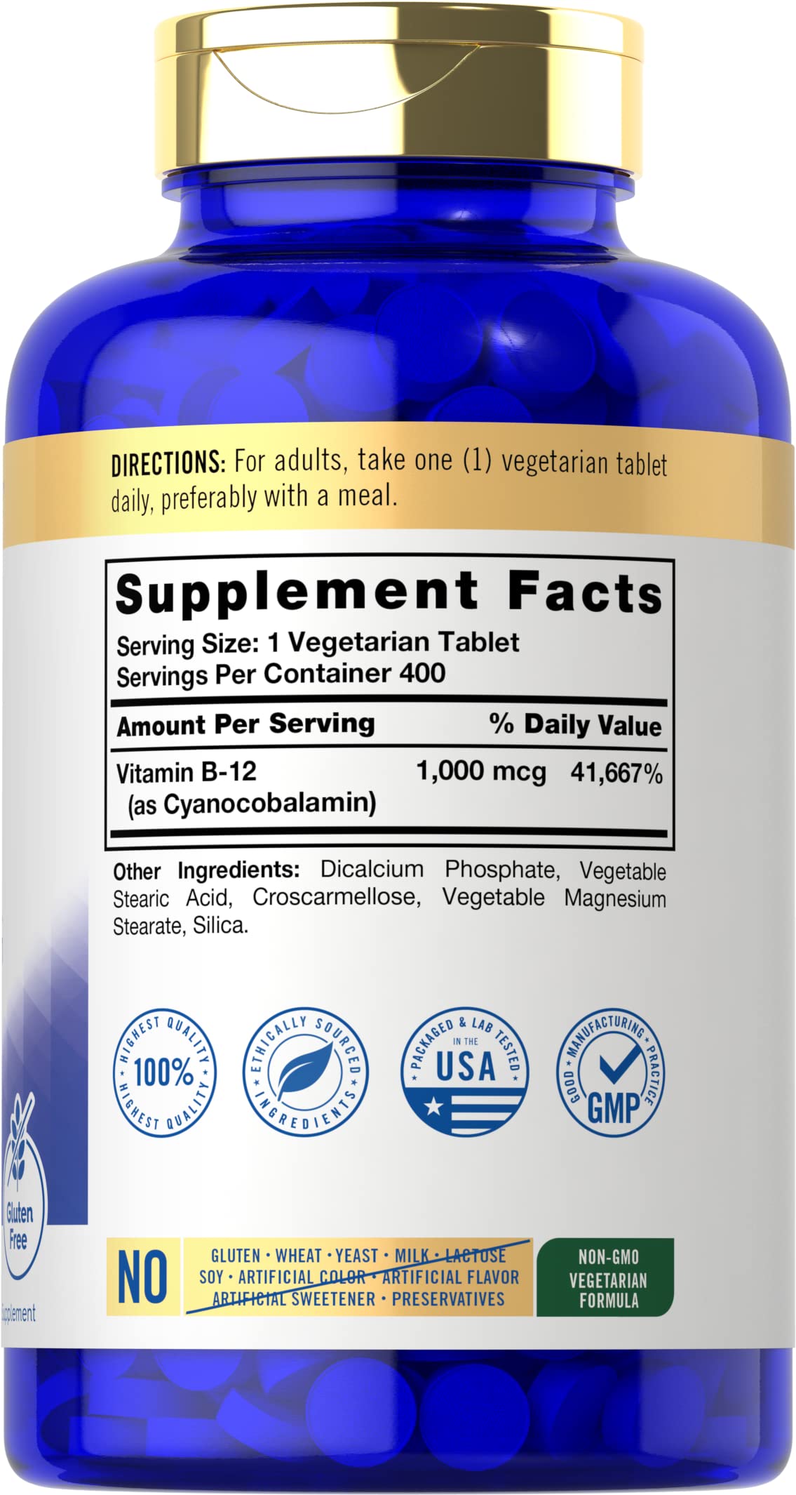 Foto 3 pulgar | Suplemento Carlyle De Vitamina B12 1000 Mcg 400 Tabletas - Venta Internacional.