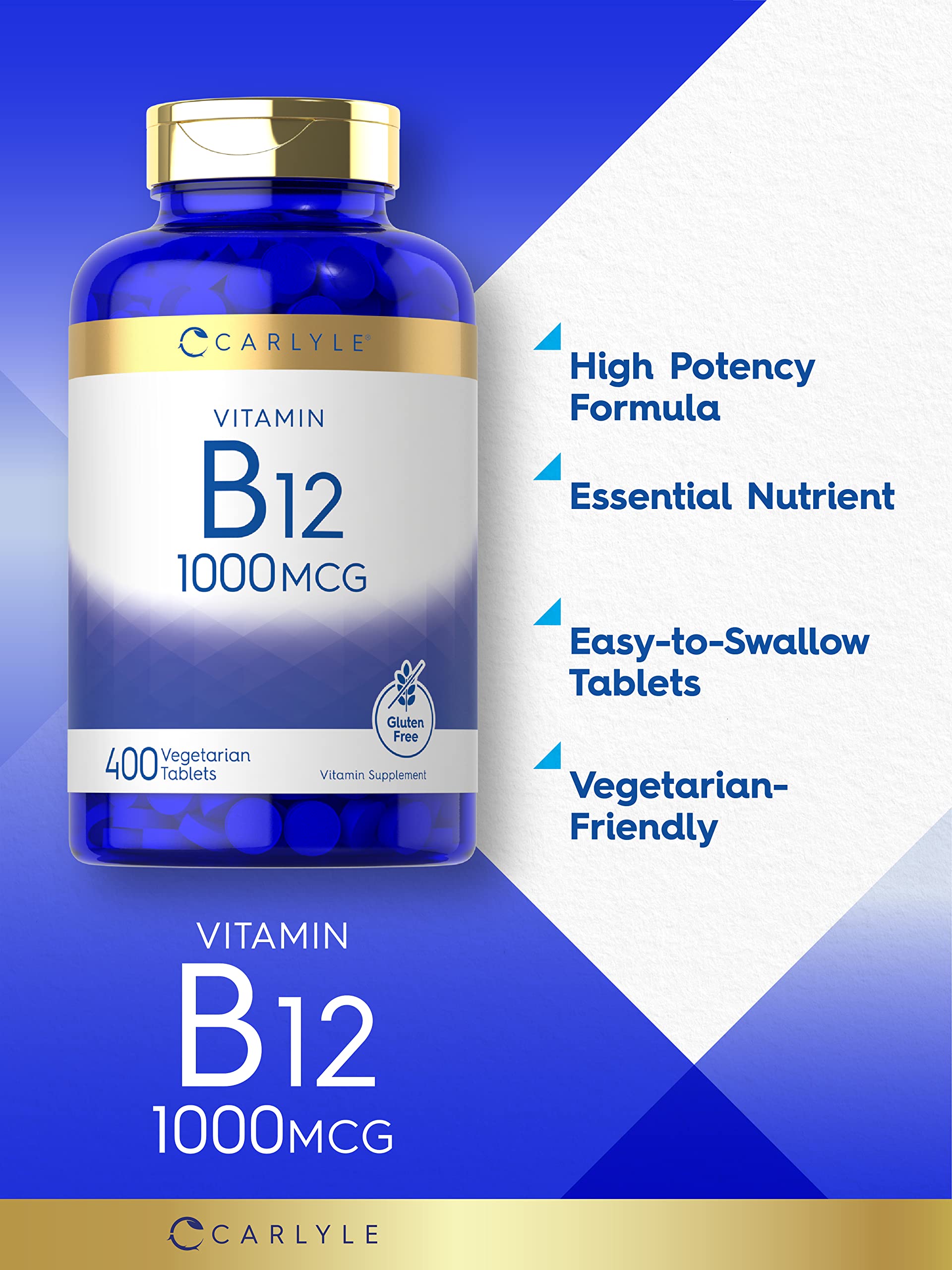 Foto 4 pulgar | Suplemento Carlyle De Vitamina B12 1000 Mcg 400 Tabletas - Venta Internacional.