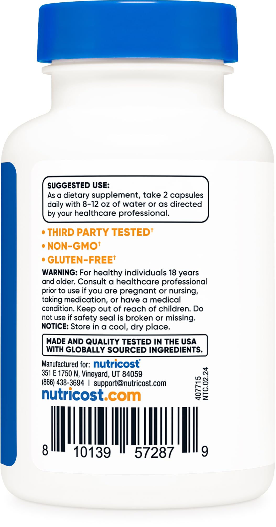 Foto 5 pulgar | Suplemento Nutricost Berberine Hcl 600 Mg 60 Cápsulas - Venta Internacional.
