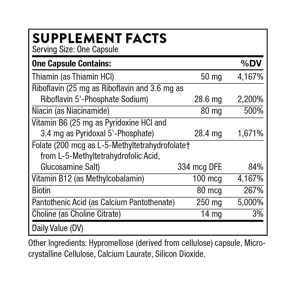 Foto 3 pulgar | Suplemento Thorne Stress B-complex Con Vitaminas B2, B6 Y B12 60 Cápsulas - Venta Internacional.