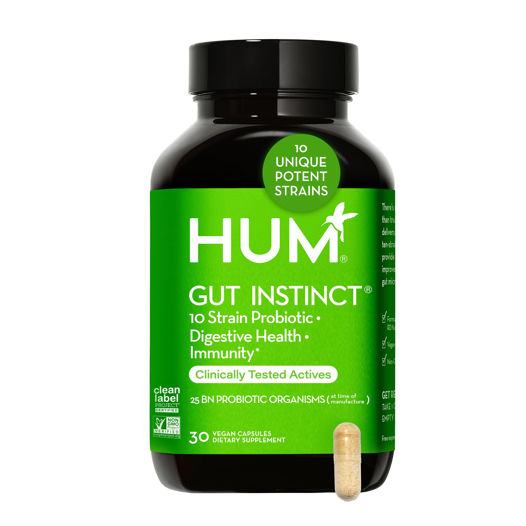 Suplemento Probiótico Hum Gut Instinct, Suministro Para 30 Días - Venta Internacional.