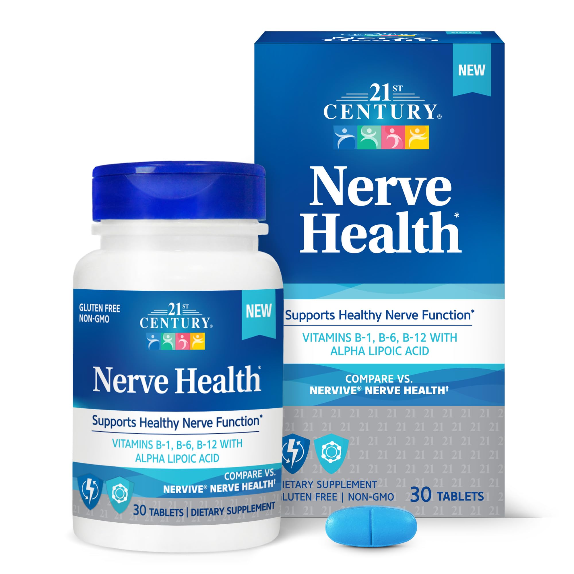 Suplemento 21st Century Nerve Health 30 Comprimidos - Venta Internacional.