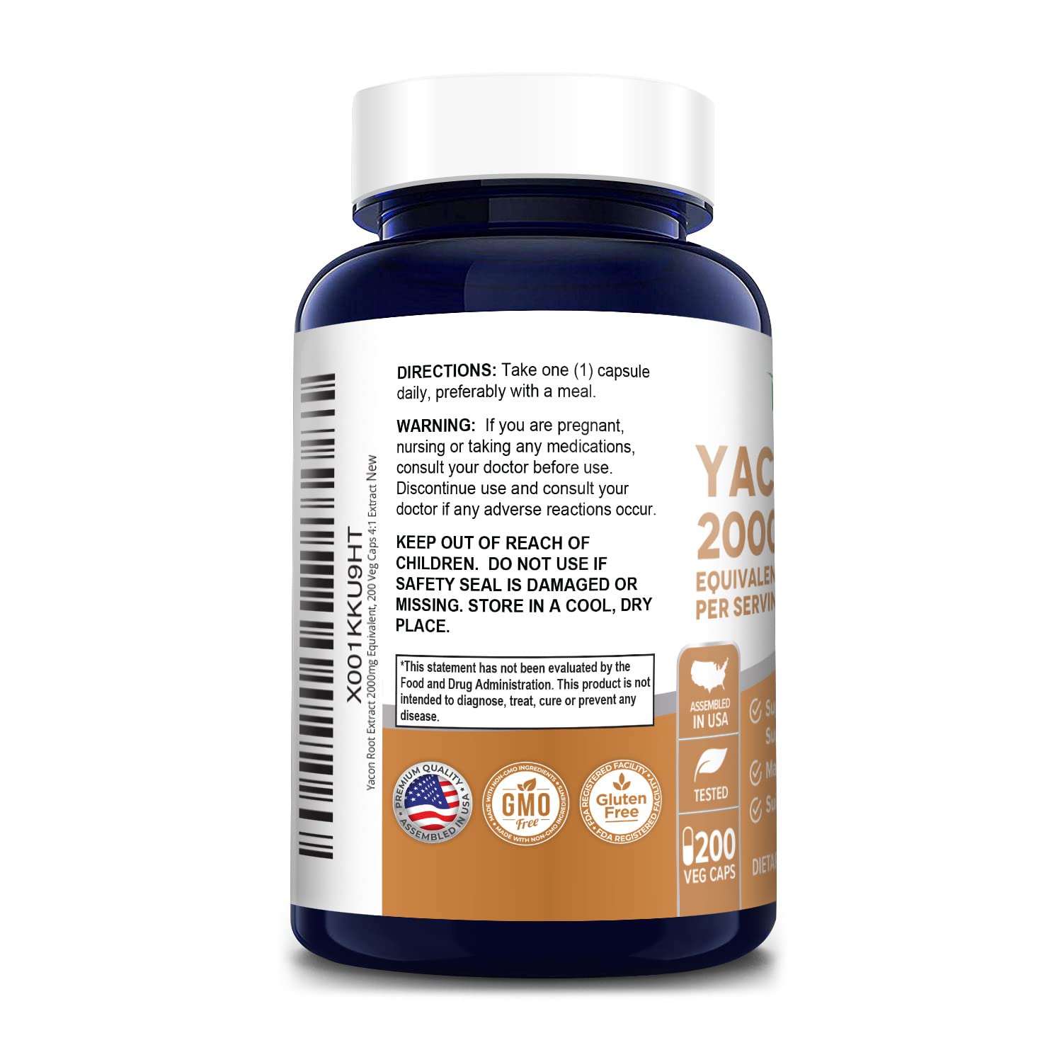 Foto 4 pulgar | Suplemento De Extracto De Raíz De Yacón Nusapure 2000 Mg 200 Cápsulas - Venta Internacional.