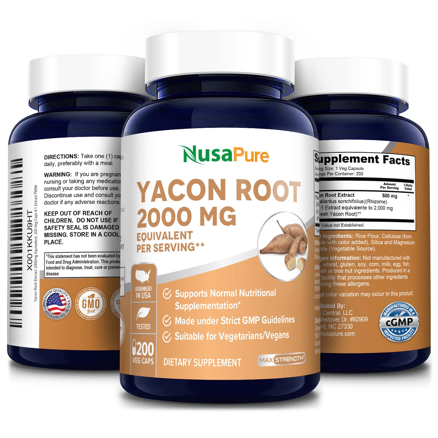 Foto 5 pulgar | Suplemento De Extracto De Raíz De Yacón Nusapure 2000 Mg 200 Cápsulas - Venta Internacional.