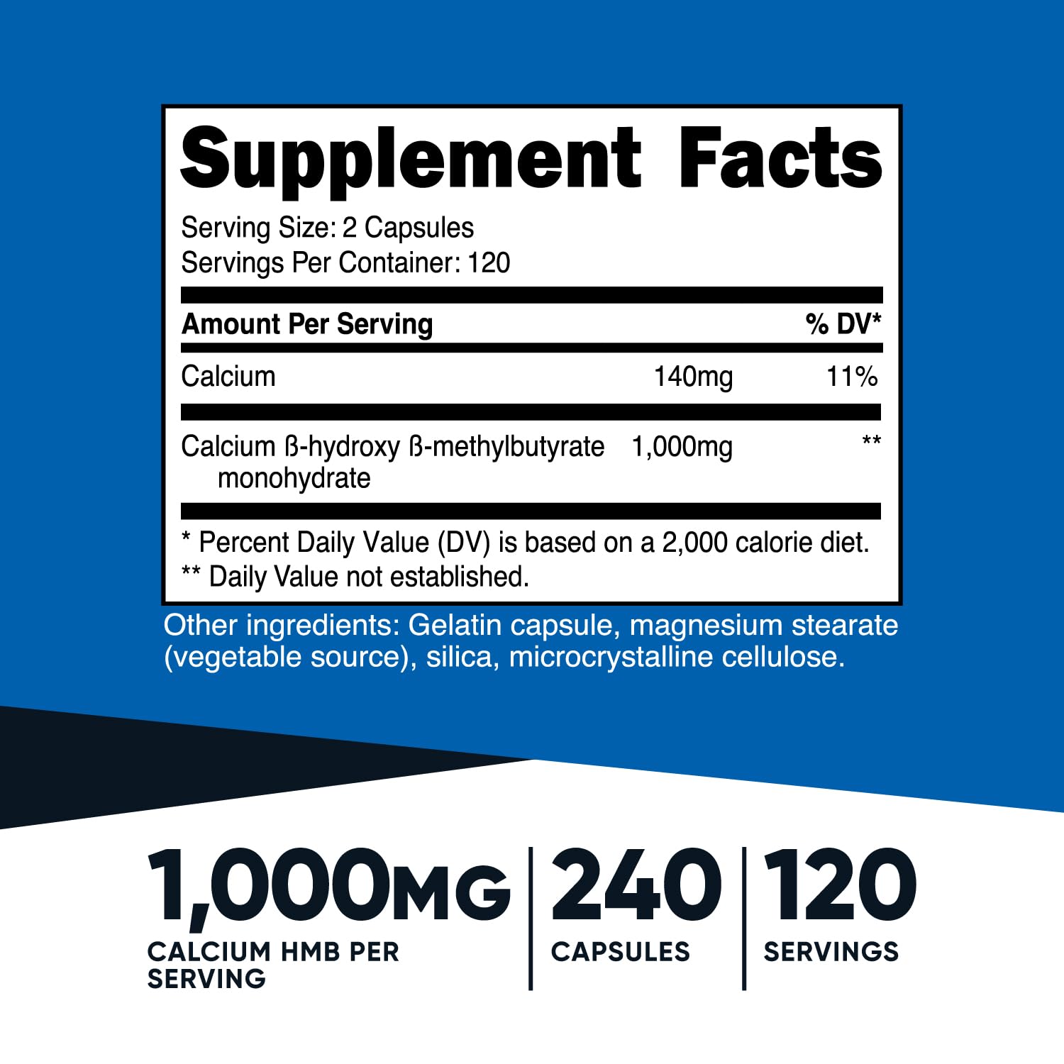 Foto 3 pulgar | Suplemento Nutricost Hmb (beta-hidroxi Beta-metilbutirato) 1000 Mg - Venta Internacional.