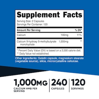 Foto 2 | Suplemento Nutricost Hmb (beta-hidroxi Beta-metilbutirato) 1000 Mg - Venta Internacional.