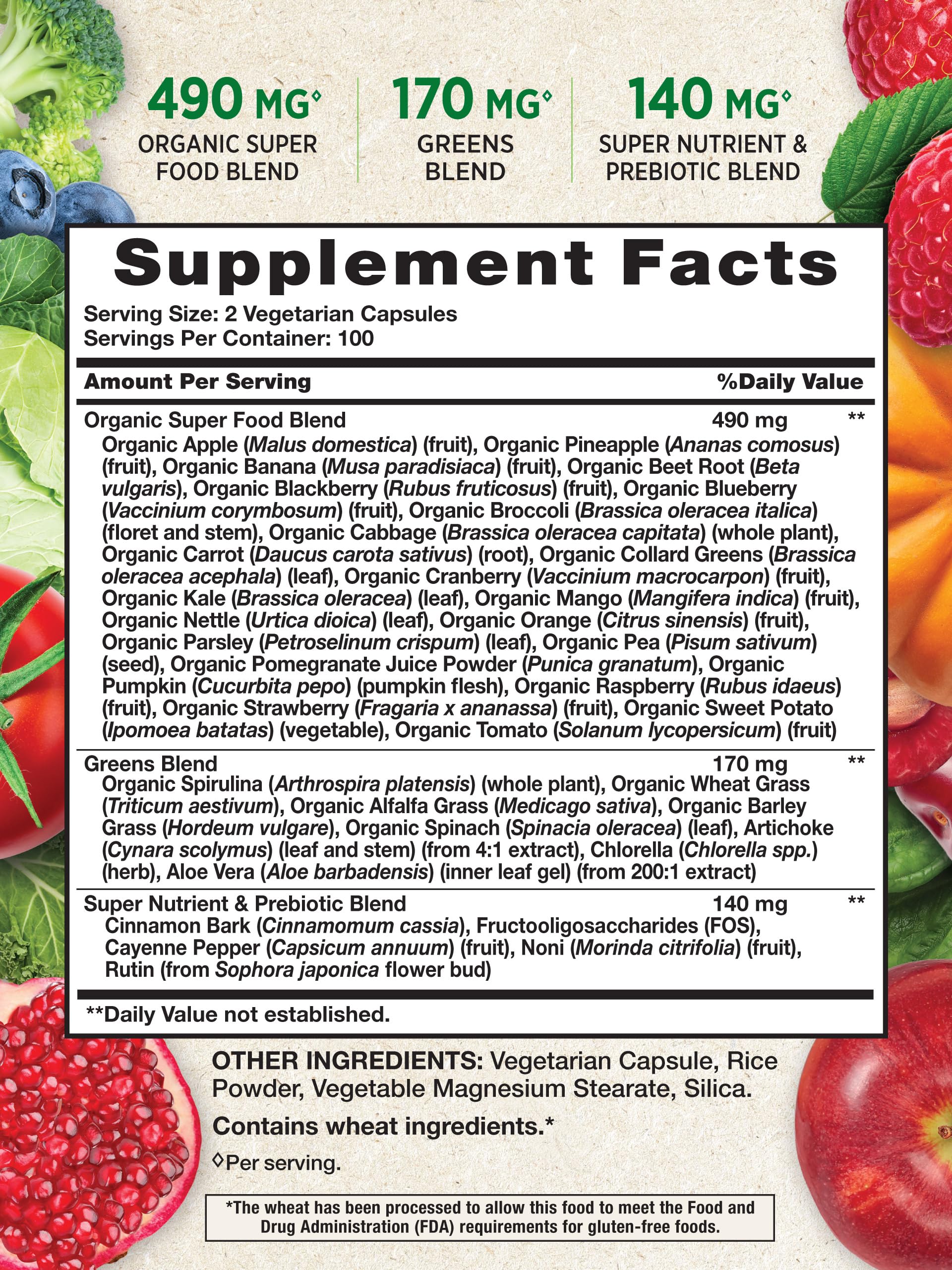 Foto 3 pulgar | Suplemento Nature's Truth De Frutas Y Verduras 200 Cápsulas - Venta Internacional.