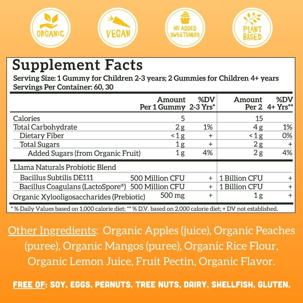 Foto 4 | Gomitas De Vitaminas Llama Naturals, Prebióticas Y Probióticas Para Niños, 60 Unidades - Venta Internacional.