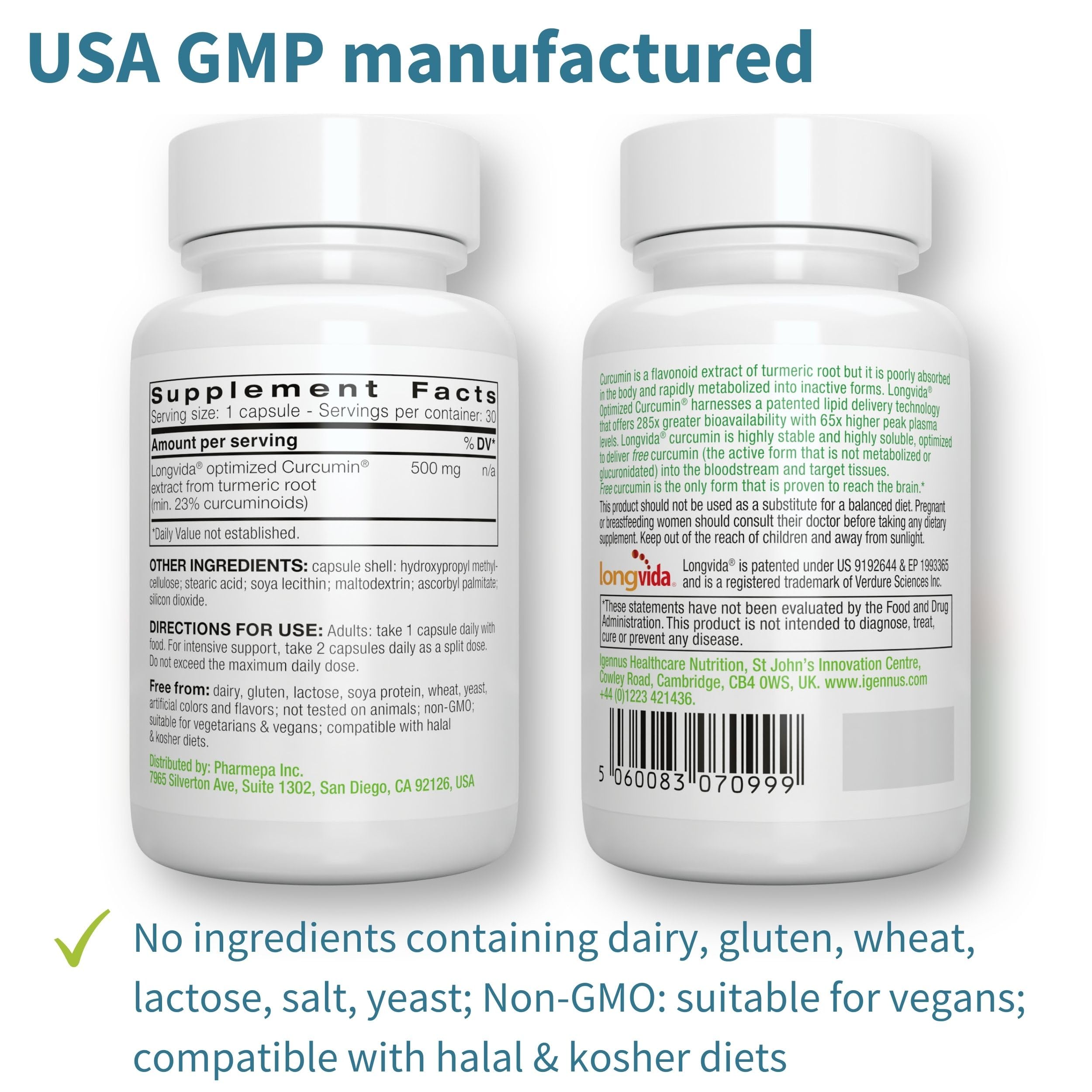 Foto 7 pulgar | Suplemento Igennus Longvida De Curcumina Lipidada 500 Mg 30 Cápsulas - Venta Internacional.