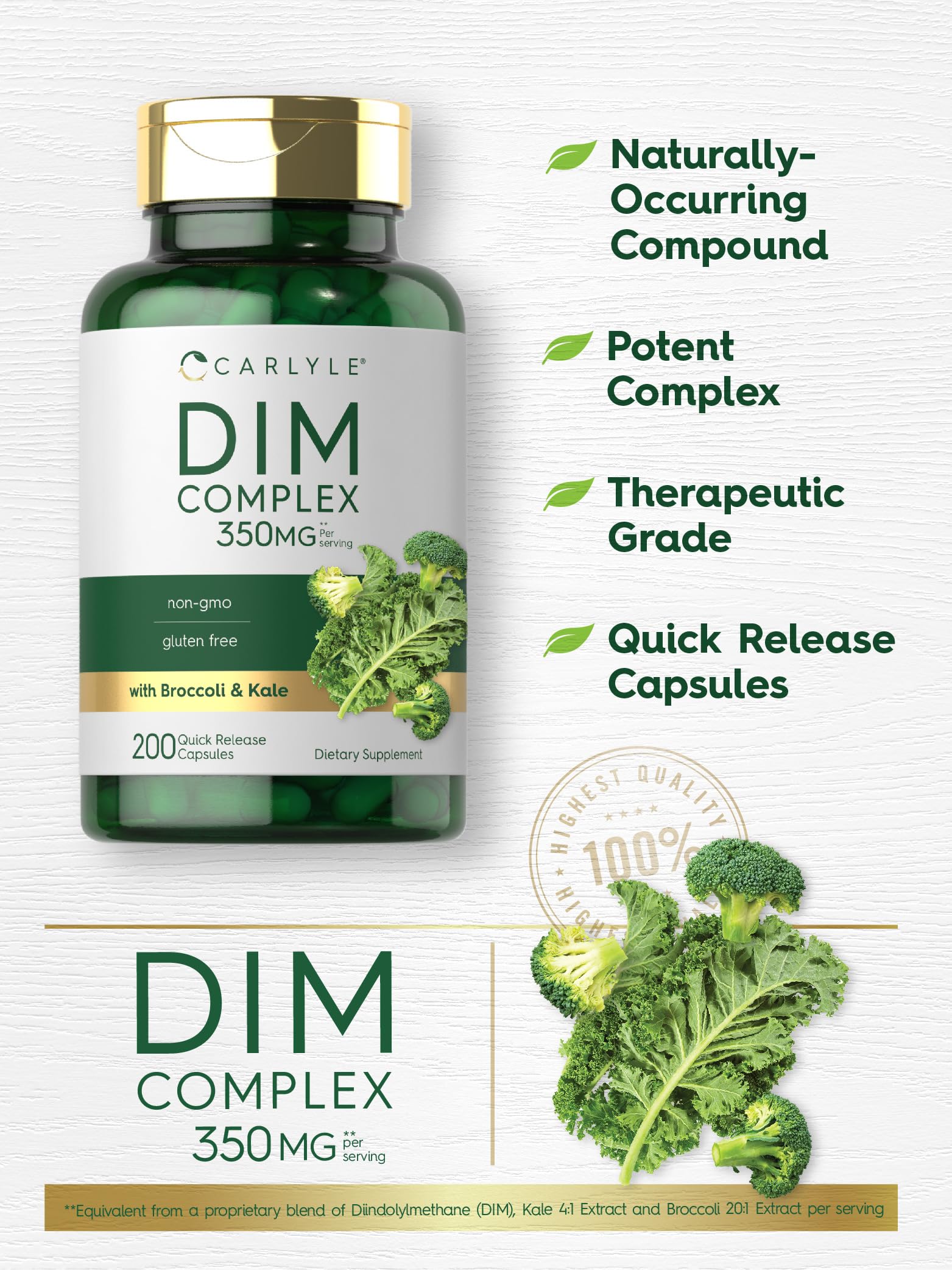 Foto 3 | Suplemento Carlyle Dim 350 Mg 200 Cápsulas Vegetariano Sin Ogm - Venta Internacional.