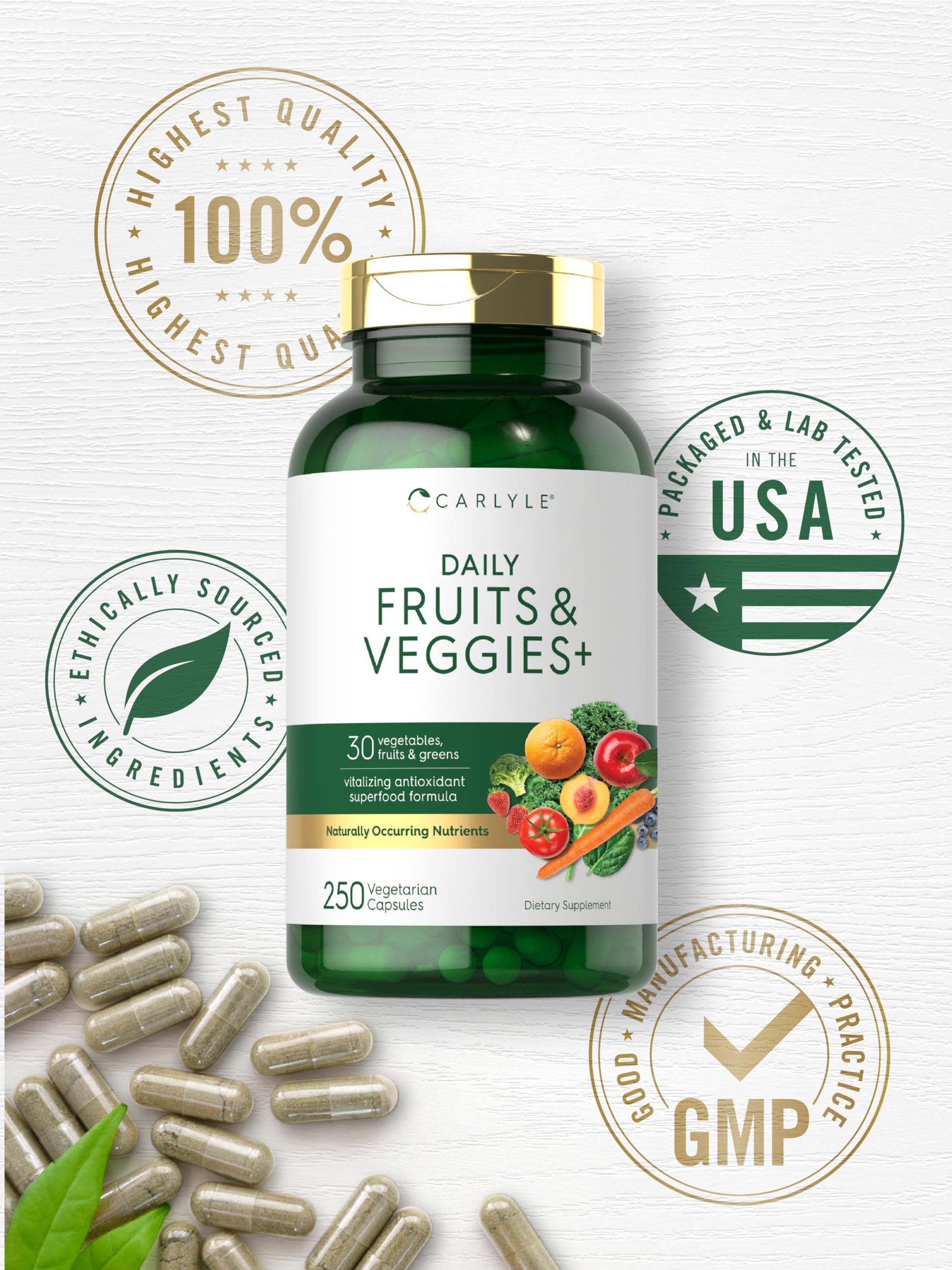 Foto 6 | Suplemento Carlyle Fruits And Veggies 250 Cápsulas 30 Frutas - Venta Internacional.