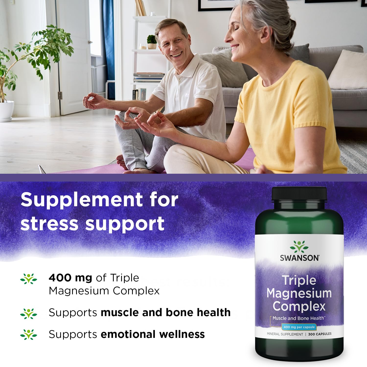 Foto 4 pulgar | Suplemento Swanson Triple Magnesium Complex 400 Mg 300 Cápsulas - Venta Internacional.