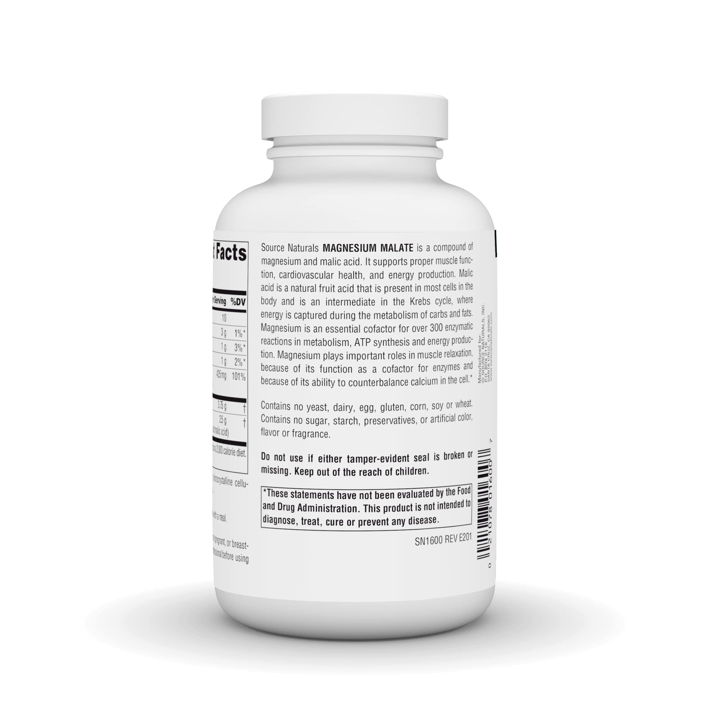 Foto 4 pulgar | Supplement Source Naturals Malato De Magnesio 3750 Mg - 200 Cápsulas - Venta Internacional.