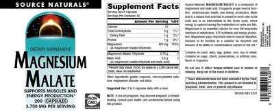 Foto 4 | Supplement Source Naturals Malato De Magnesio 3750 Mg - 200 Cápsulas - Venta Internacional.