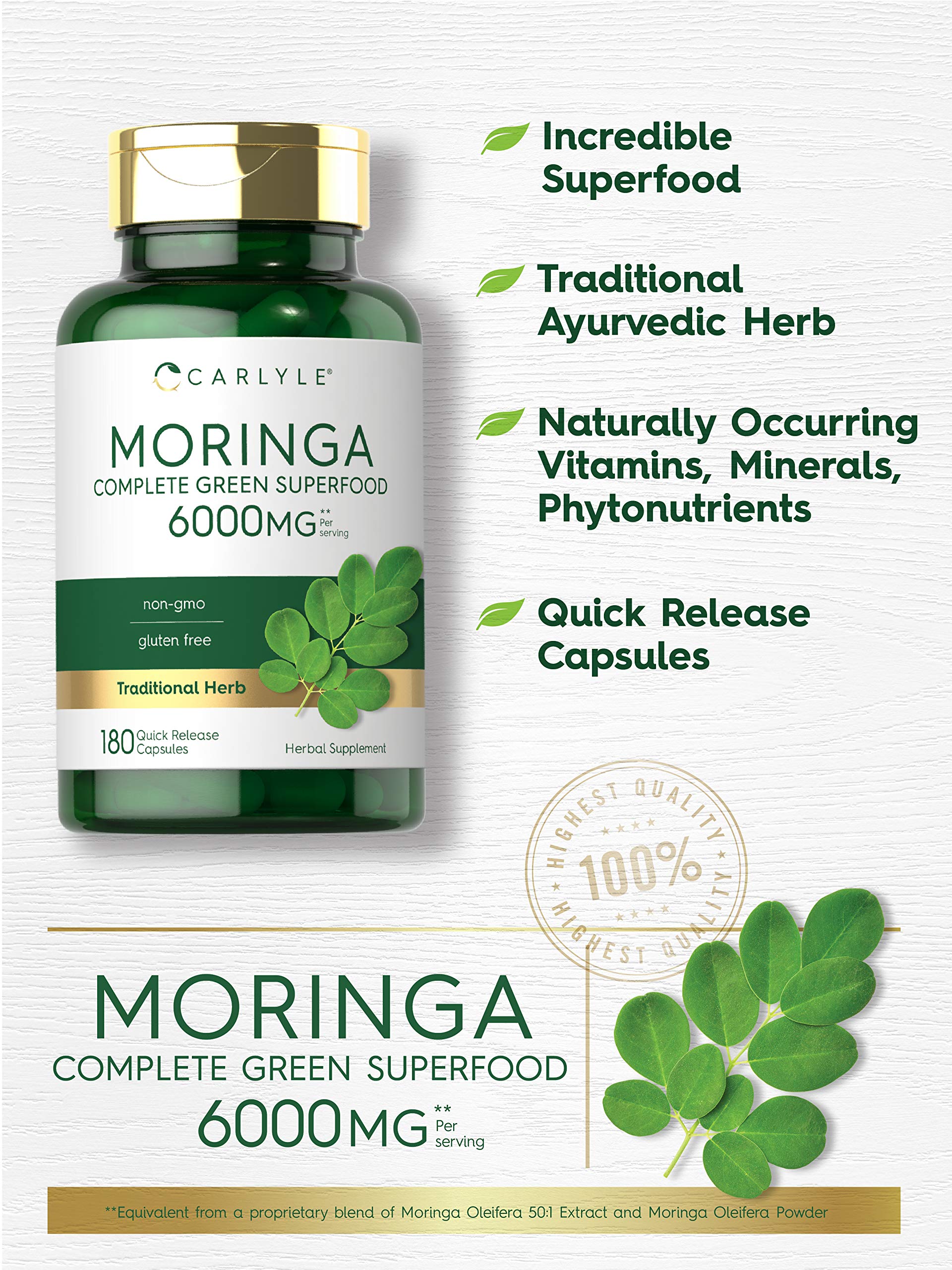 Foto 4 pulgar | Suplemento Carlyle Moringa Oleifera 180 Cápsulas - Venta Internacional.