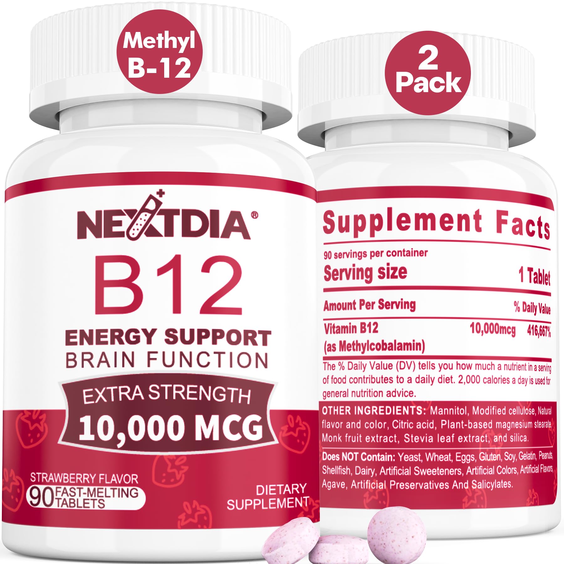 Foto 2 pulgar | Vitamina B12 Nextdia, Tabletas Sublinguales De 10,000 Mcg, 180 Porciones - Venta Internacional.