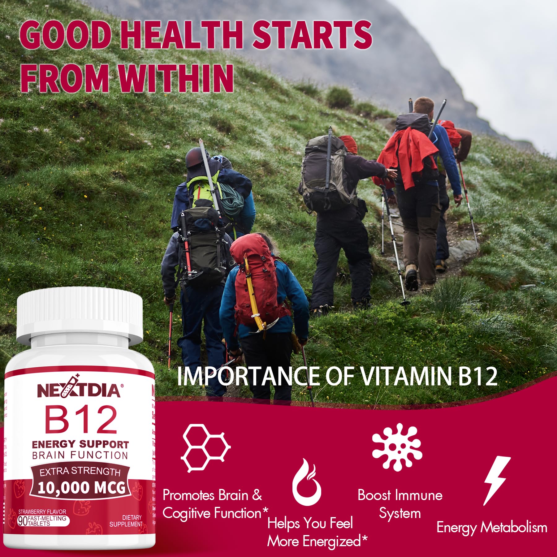 Foto 4 pulgar | Vitamina B12 Nextdia, Tabletas Sublinguales De 10,000 Mcg, 180 Porciones - Venta Internacional.