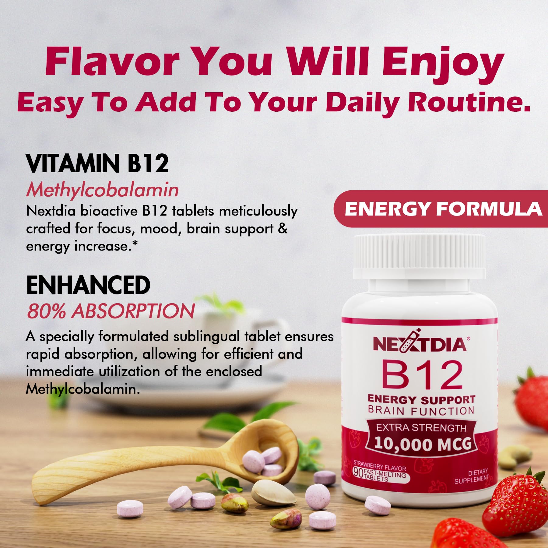 Foto 5 pulgar | Vitamina B12 Nextdia, Tabletas Sublinguales De 10,000 Mcg, 180 Porciones - Venta Internacional.
