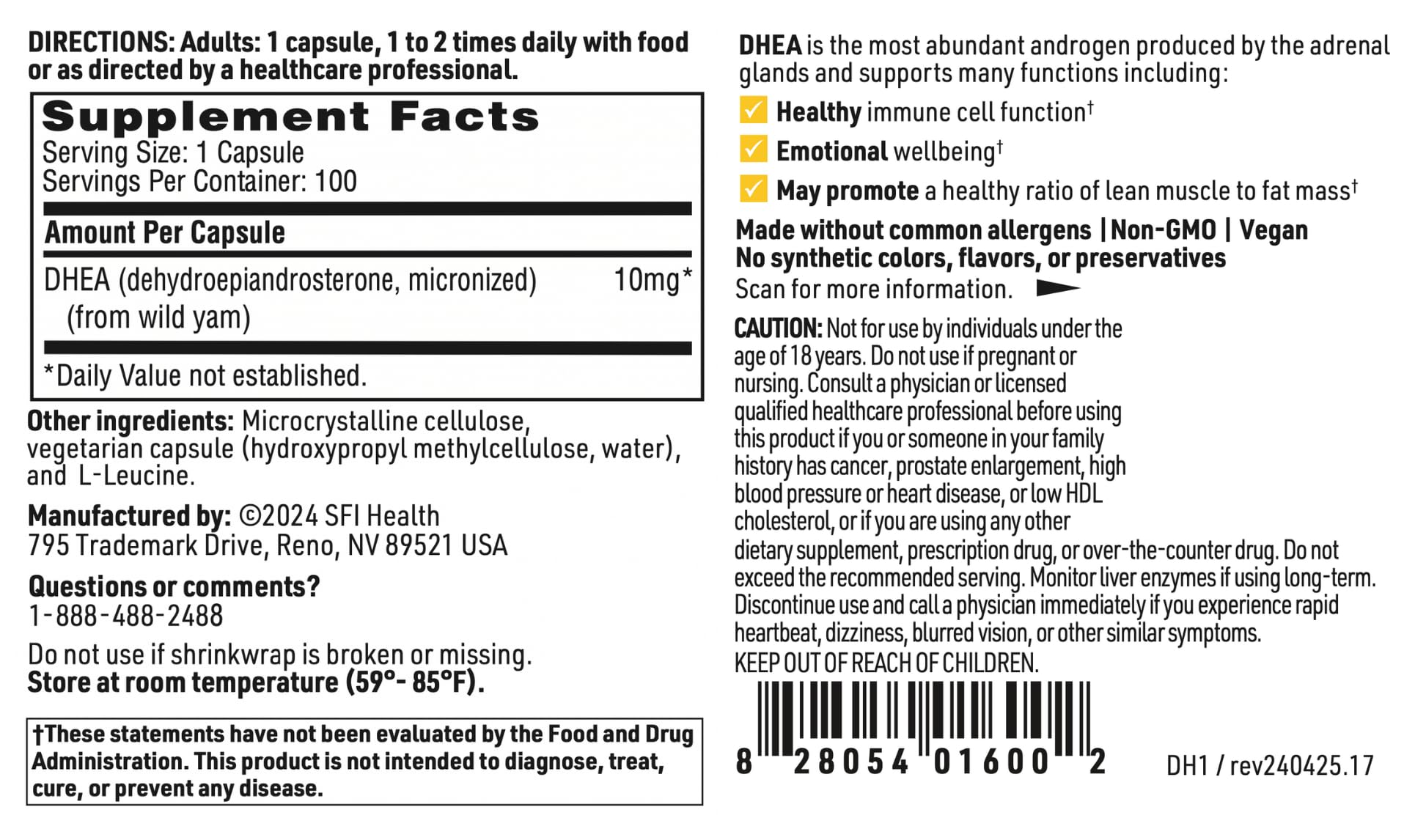 Foto 6 pulgar | Suplemento Klaire Labs Dhea 10 Mg de Dehidroepiandrosterona 100 Cápsulas - Venta Internacional