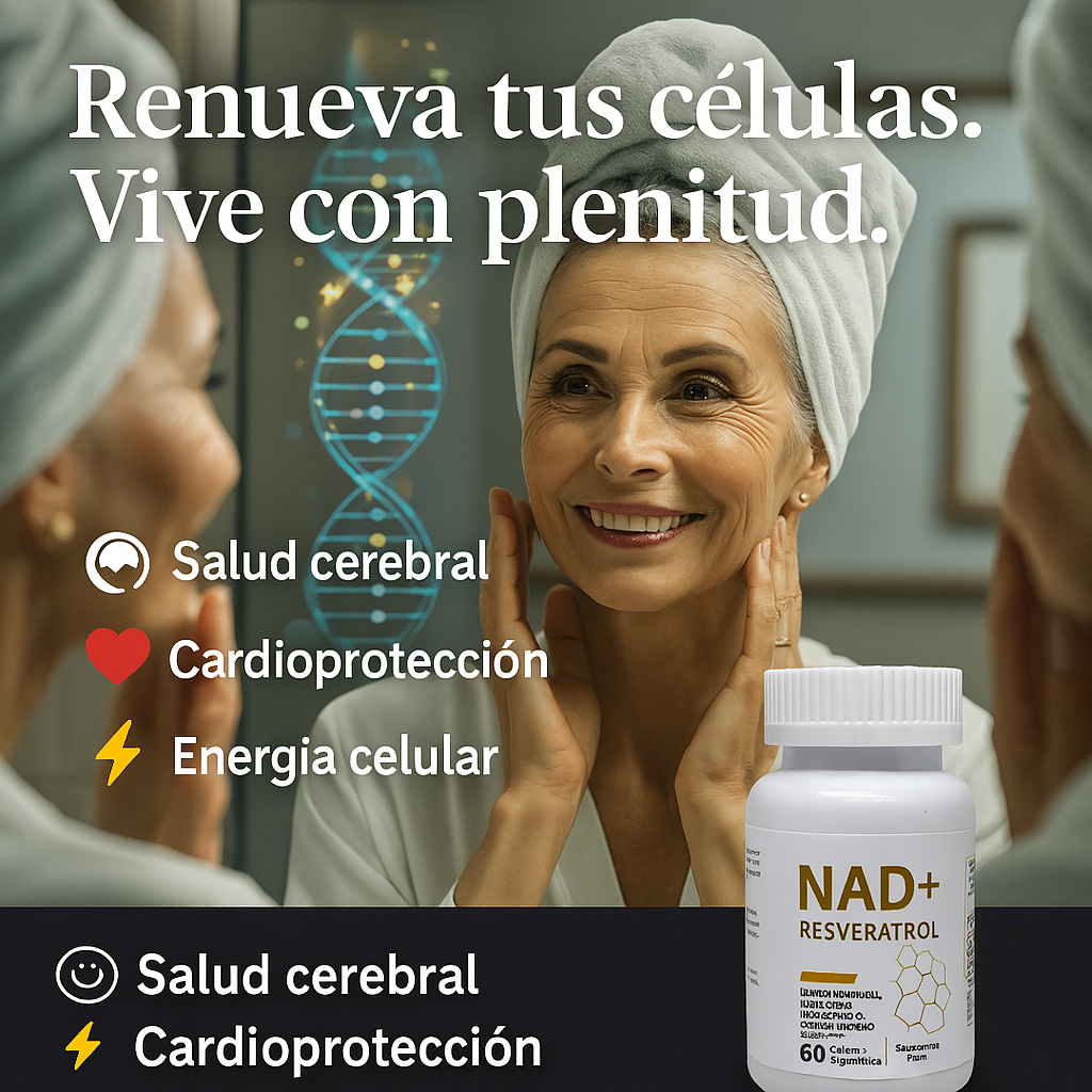 Foto 4 pulgar | Suplemento NAD+ 500mg  con Resveratrol y sus Potentes Activos 60V caps Aumenta tu Longevidad