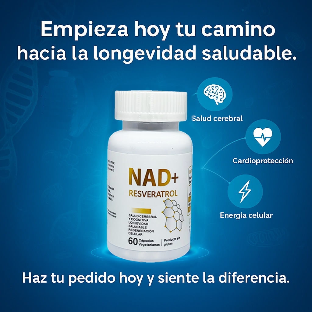 Foto 8 pulgar | Suplemento NAD+ 500mg  con Resveratrol y sus Potentes Activos 60V caps Aumenta tu Longevidad