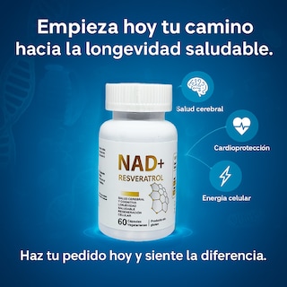 Foto 7 | Suplemento NAD+ 500mg con Resveratrol y sus Potentes Activos 60V caps Aumenta tu Longevidad