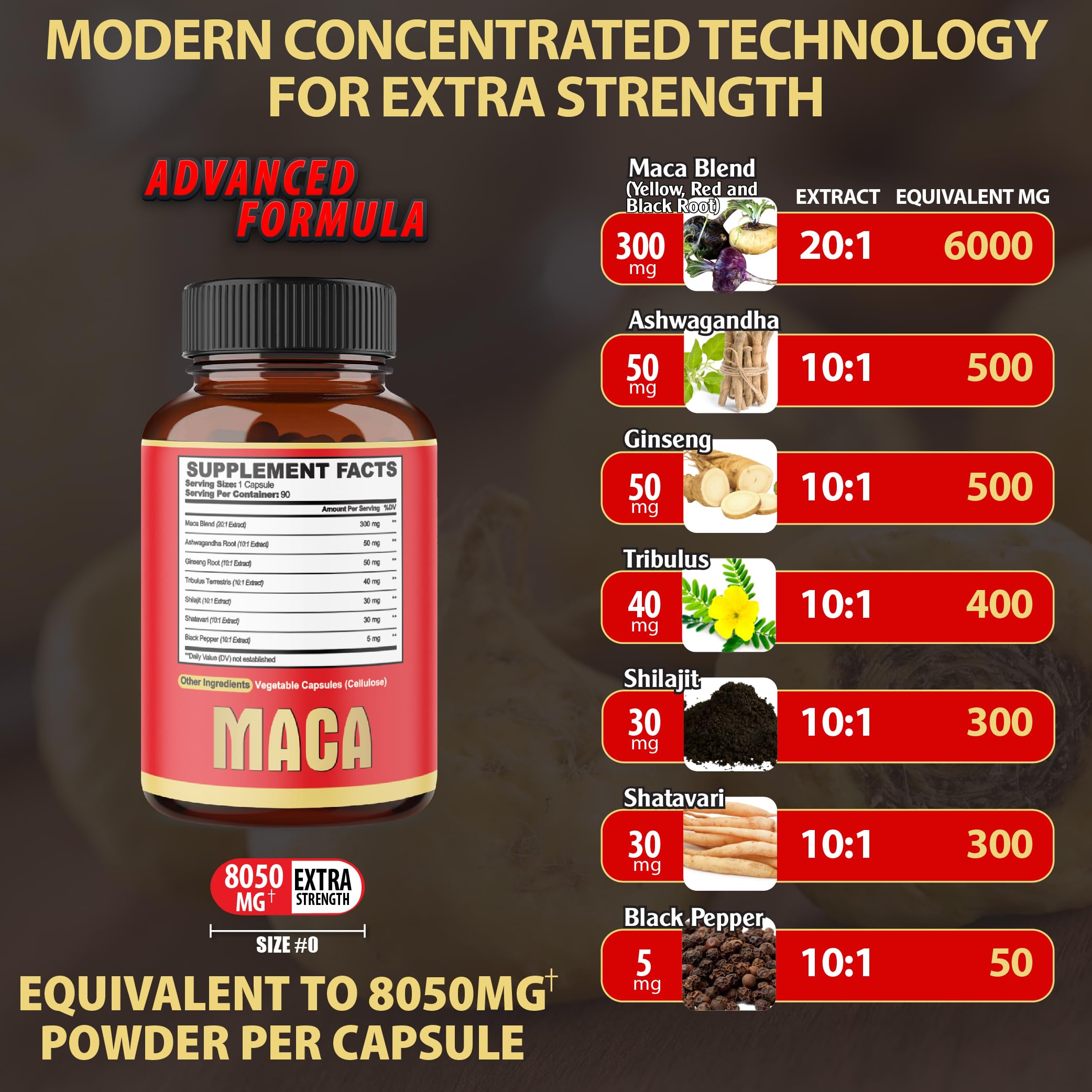 Foto 3 pulgar | Suplemento Agobi Cápsulas de Raíz de Maca 8050 mg - Venta Internacional