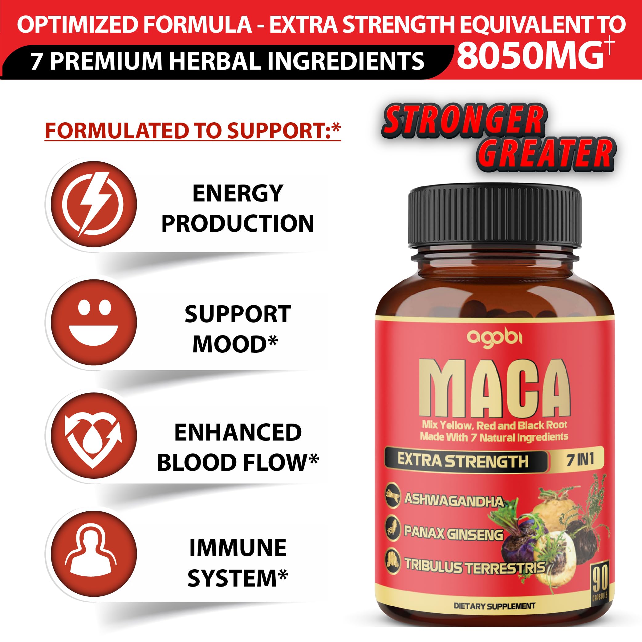 Foto 4 pulgar | Suplemento Agobi Cápsulas de Raíz de Maca 8050 mg - Venta Internacional