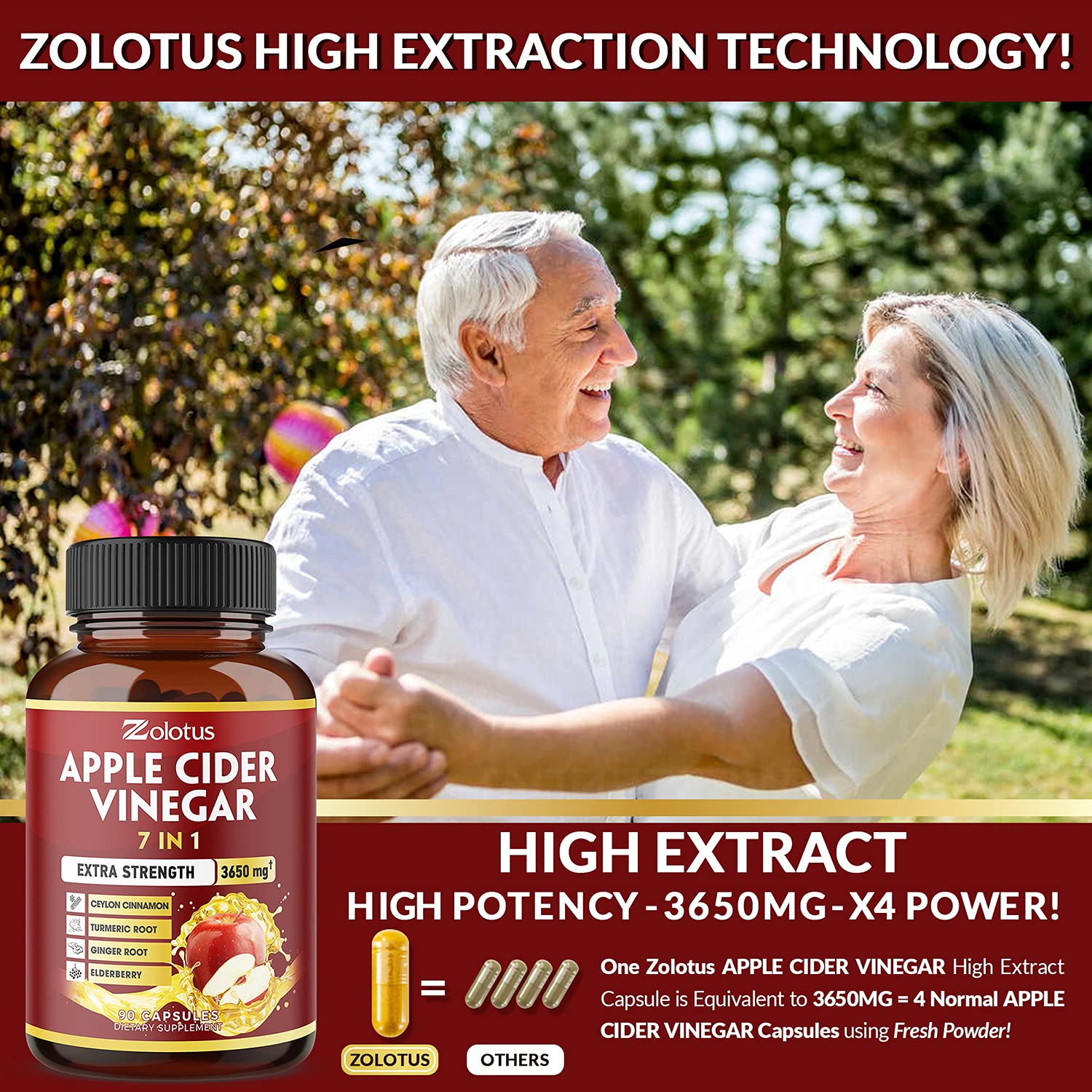Foto 6 pulgar | Suplemento de Vinagre de Sidra de Manzana Zolotus 3650 mg 7 En 1 90 Cápsulas - Venta Internacional