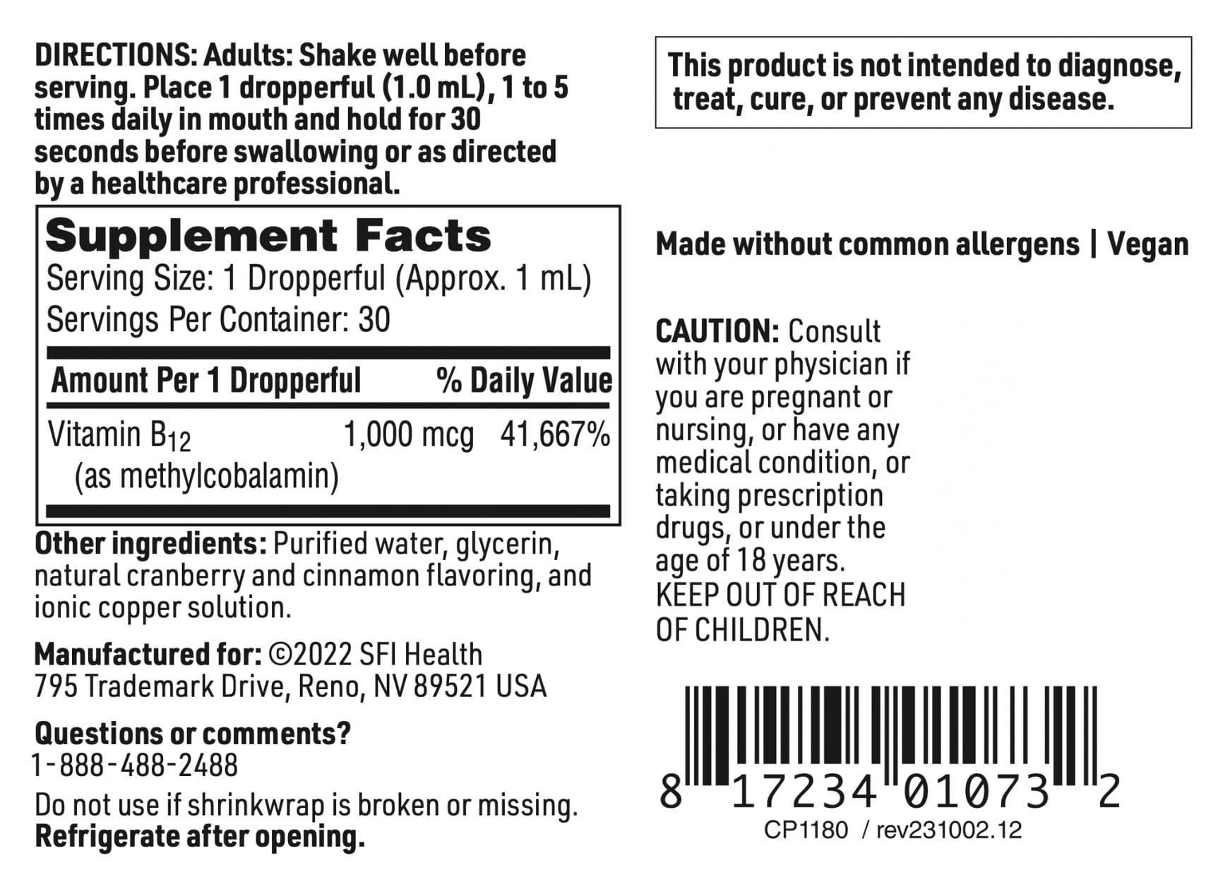 Foto 4 | Suplemento de Vitamina B12 Klaire Labs B12 Liquid Drops 1 Mg - Venta Internacional