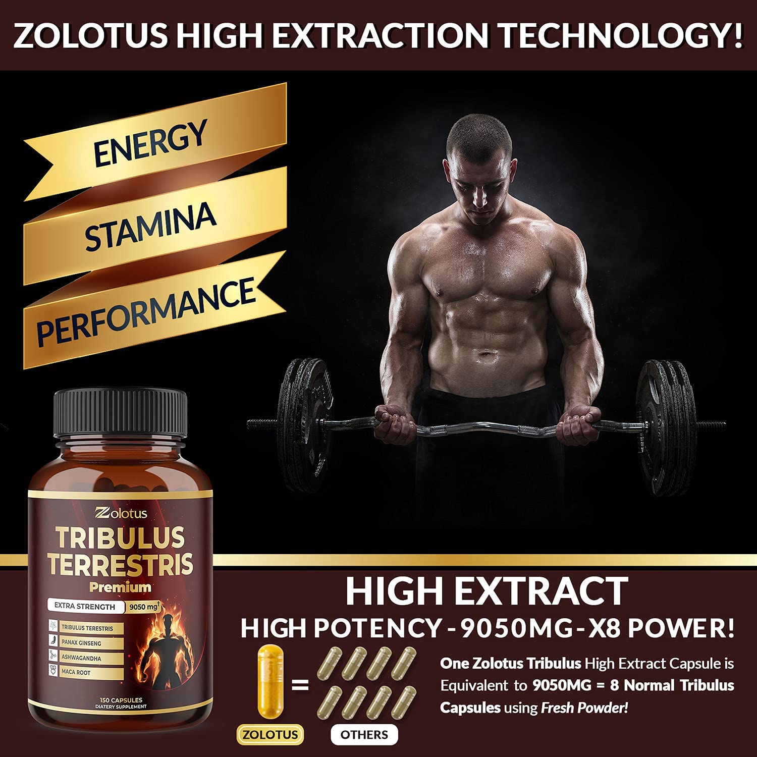 Foto 4 pulgar | Suplemento Zolotus Tribulus Terrestris 9050 Mg 150 Cápsulas Durante 5 Meses - Venta Internacional