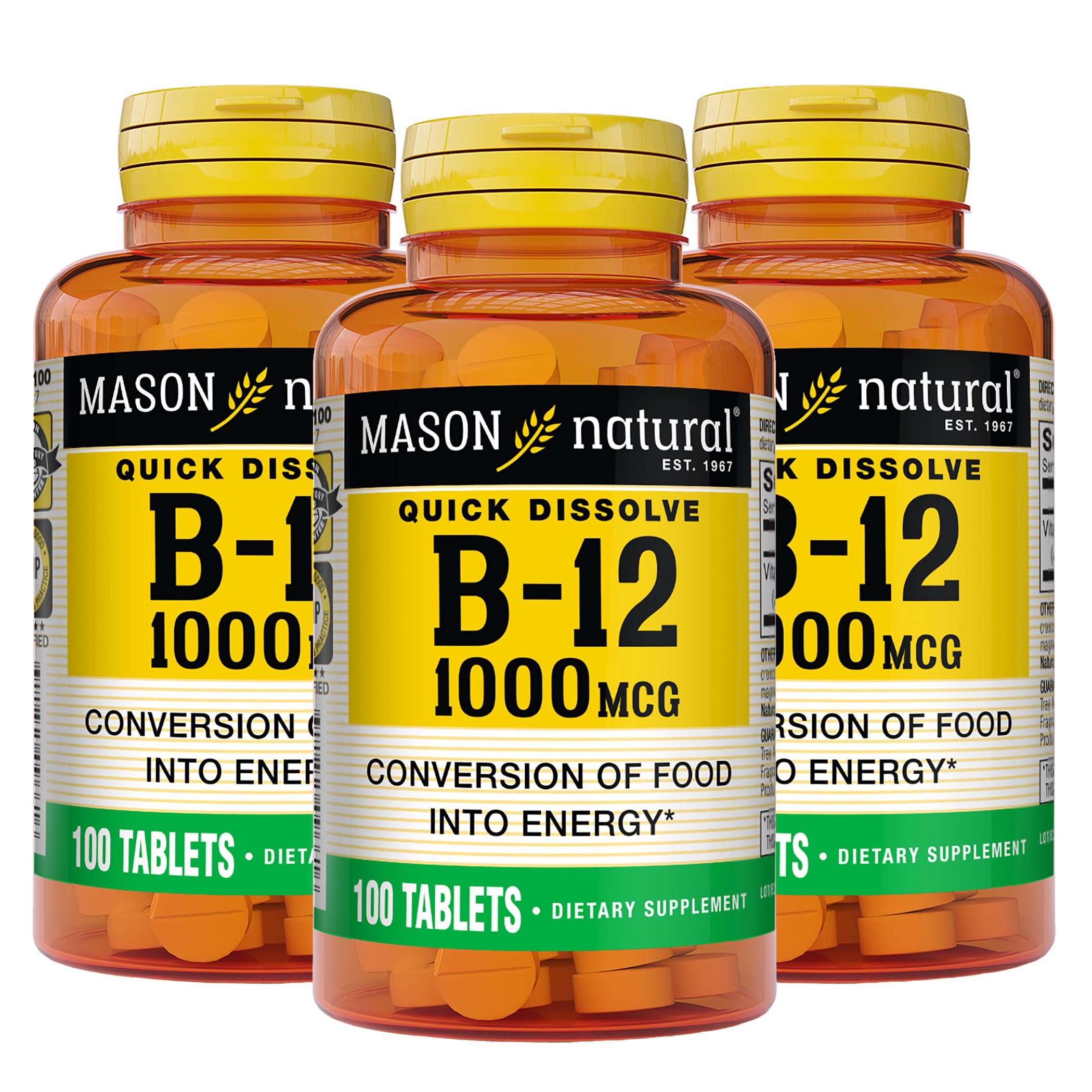 Foto 2 pulgar | Suplemento Mason Natural B-12 1000 Mcg De Disolución Rápida X300 - Venta Internacional.