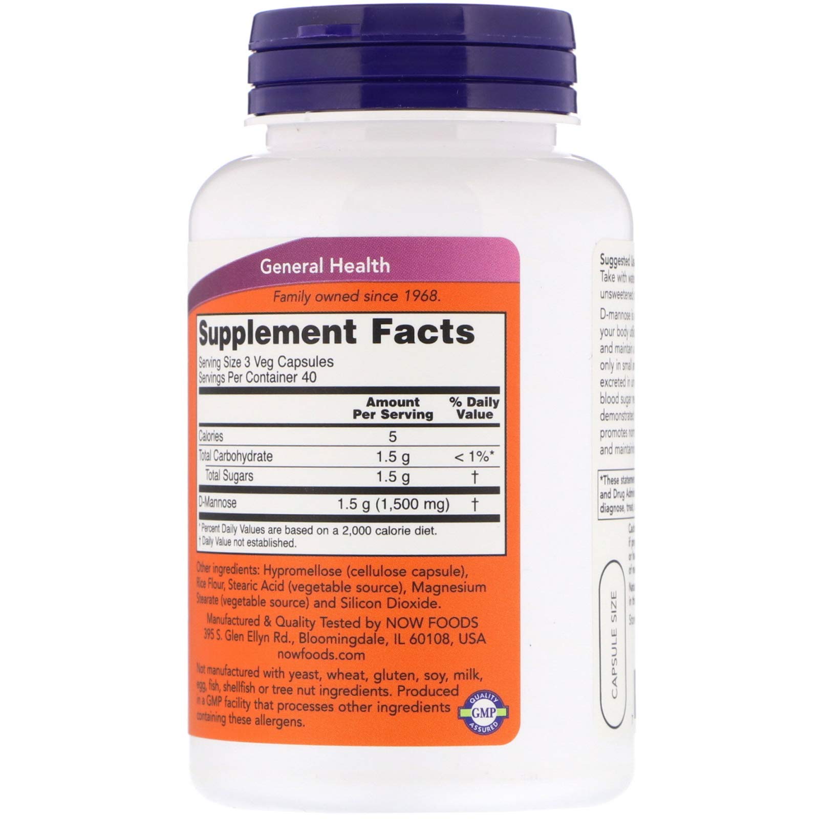 Foto 3 pulgar | Suplemento Now Foods D-manosa 500 Mg 120 Cápsulas X2 - Venta Internacional.